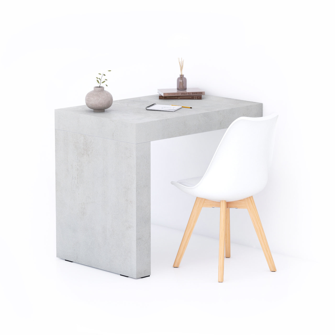Evolution Desk 35.4 x 23.6 in, Concrete Effect, Grey with One Leg - Main image