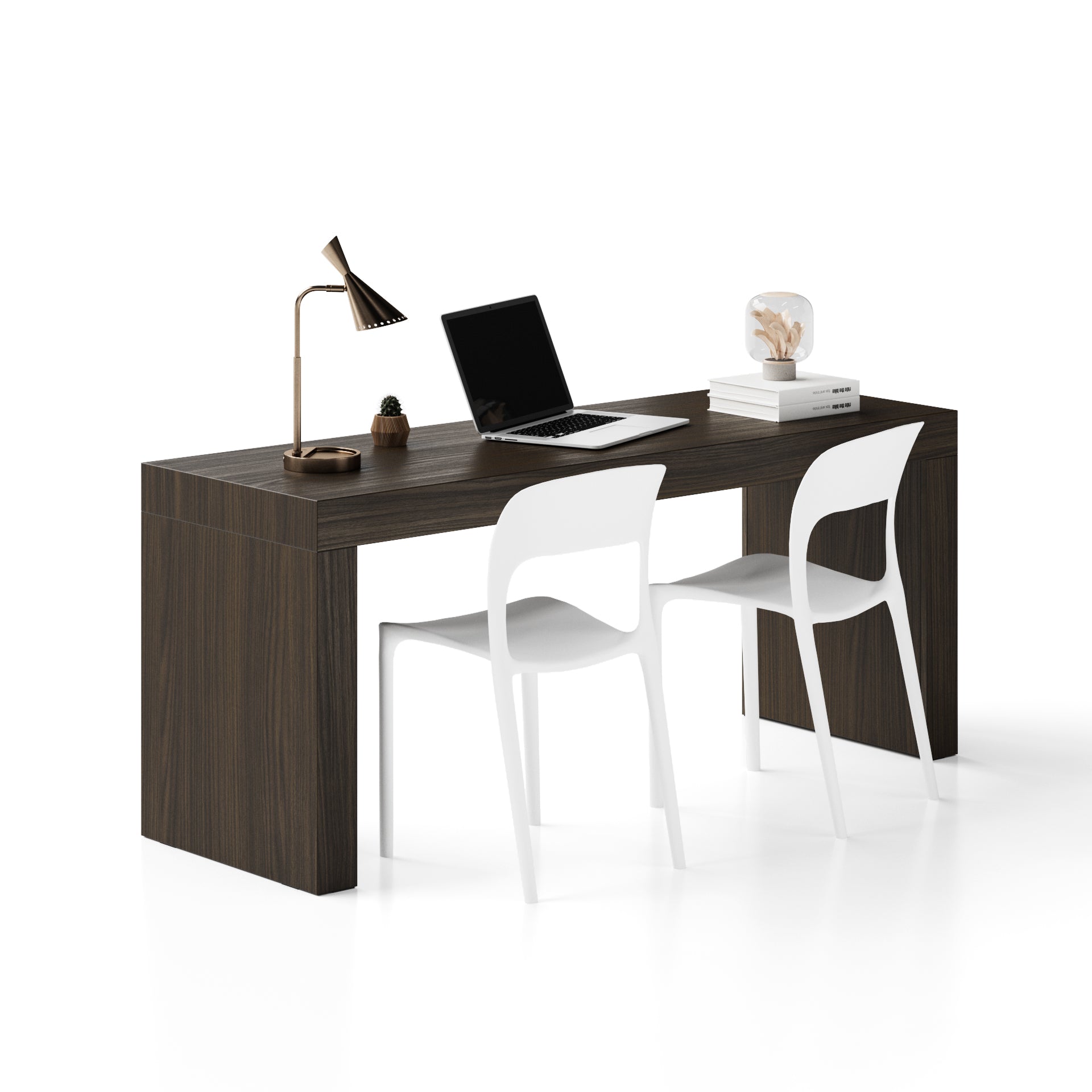 Scrivania Evolution 180x60, Noce Scuro con Due Gambe