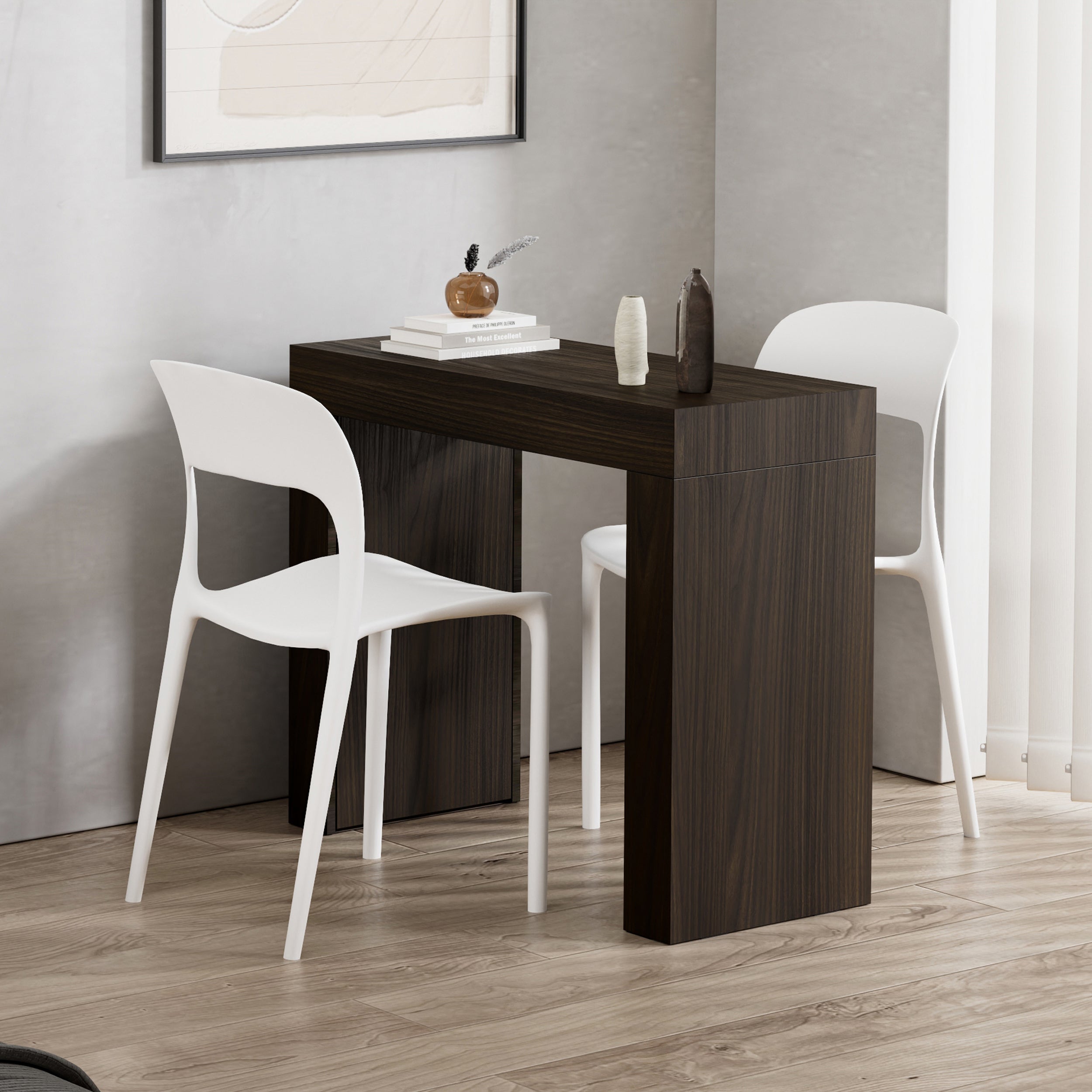 Scrivania Evolution 90x40, Noce Scuro con Due Gambe - Immagine ambientata 1
