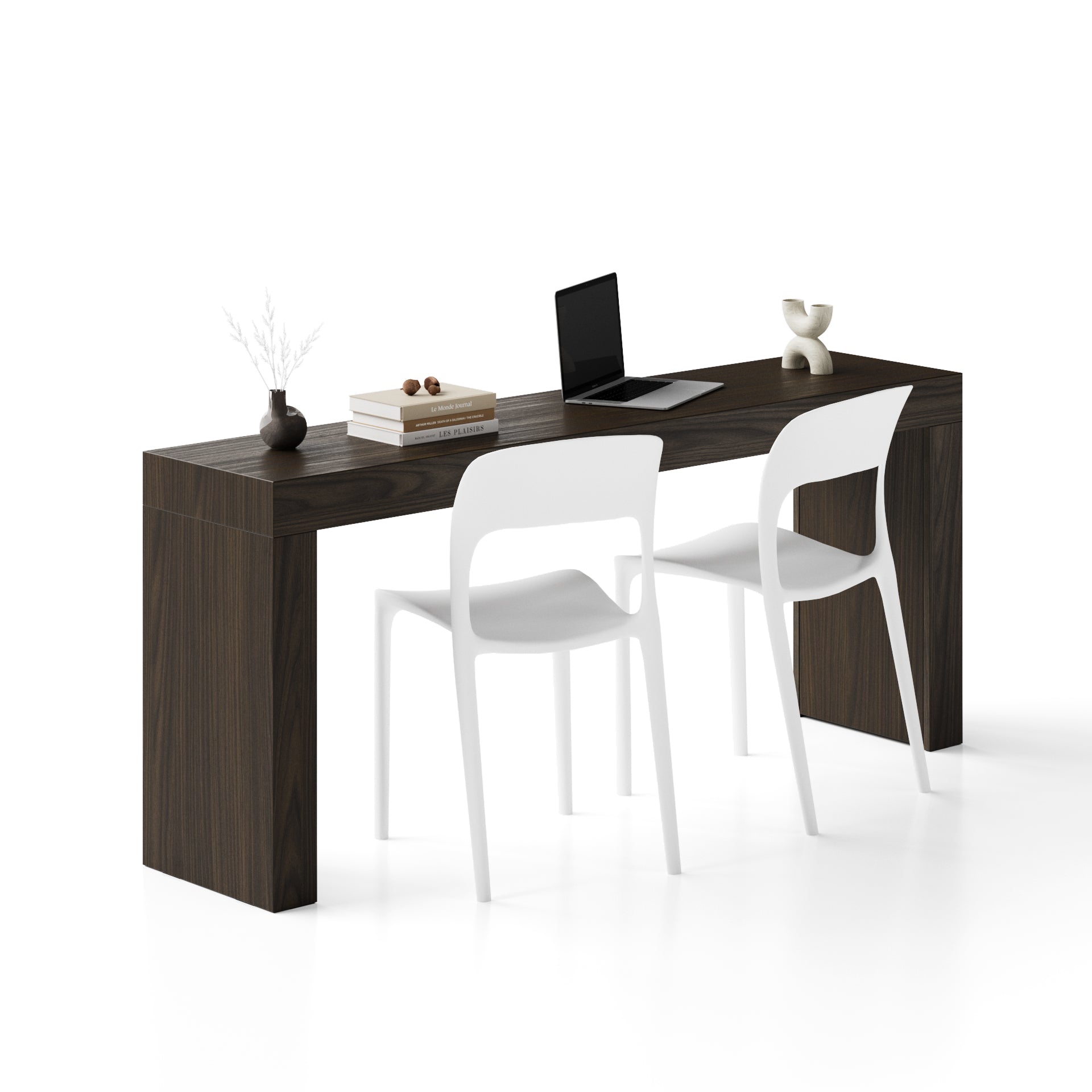Scrivania Evolution 180x40, Noce Scuro con Due Gambe - Immagine principale