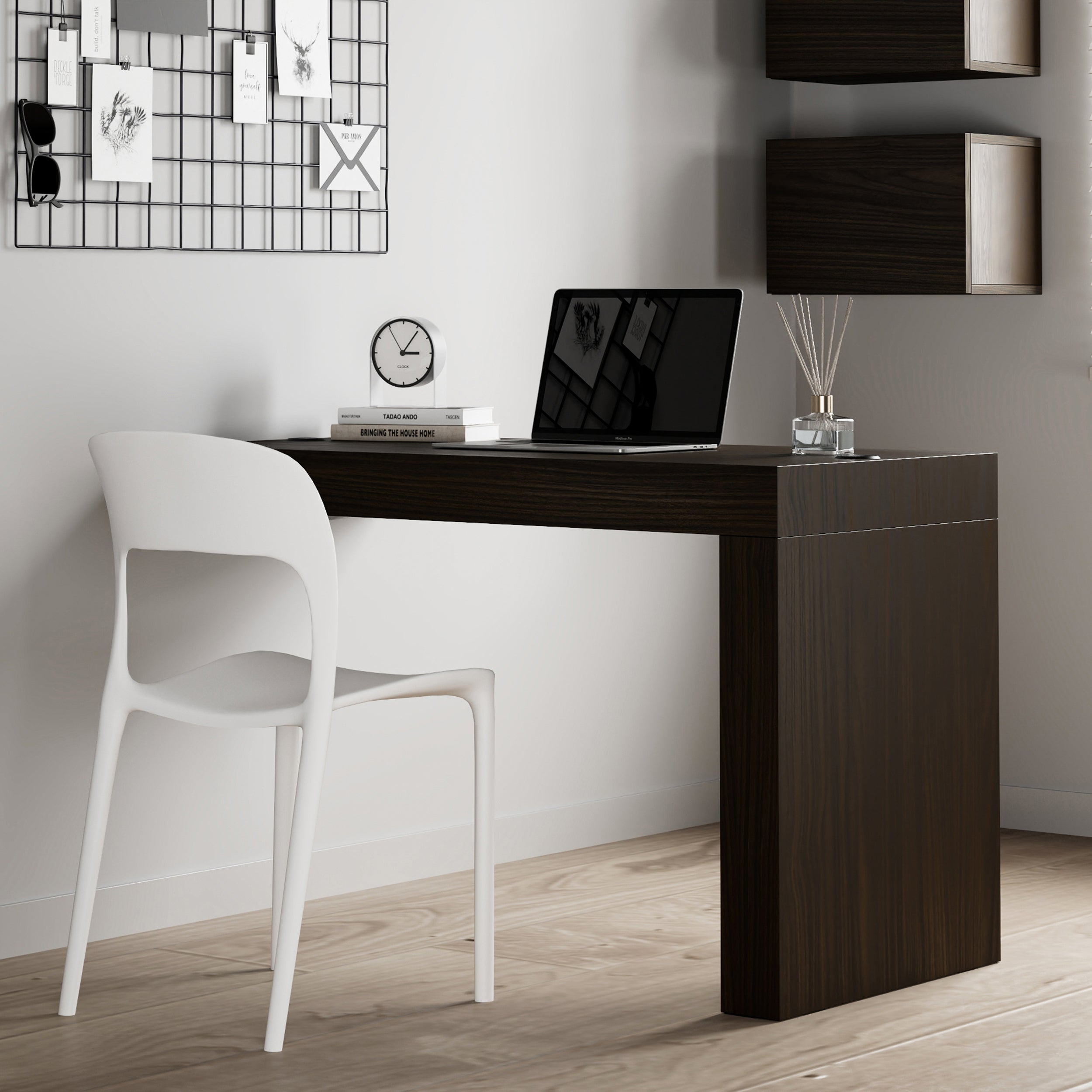Evolution Desk 47.2 x 23.6 in, Dark Walnut with One Leg and Wireless Charger - Set image 1