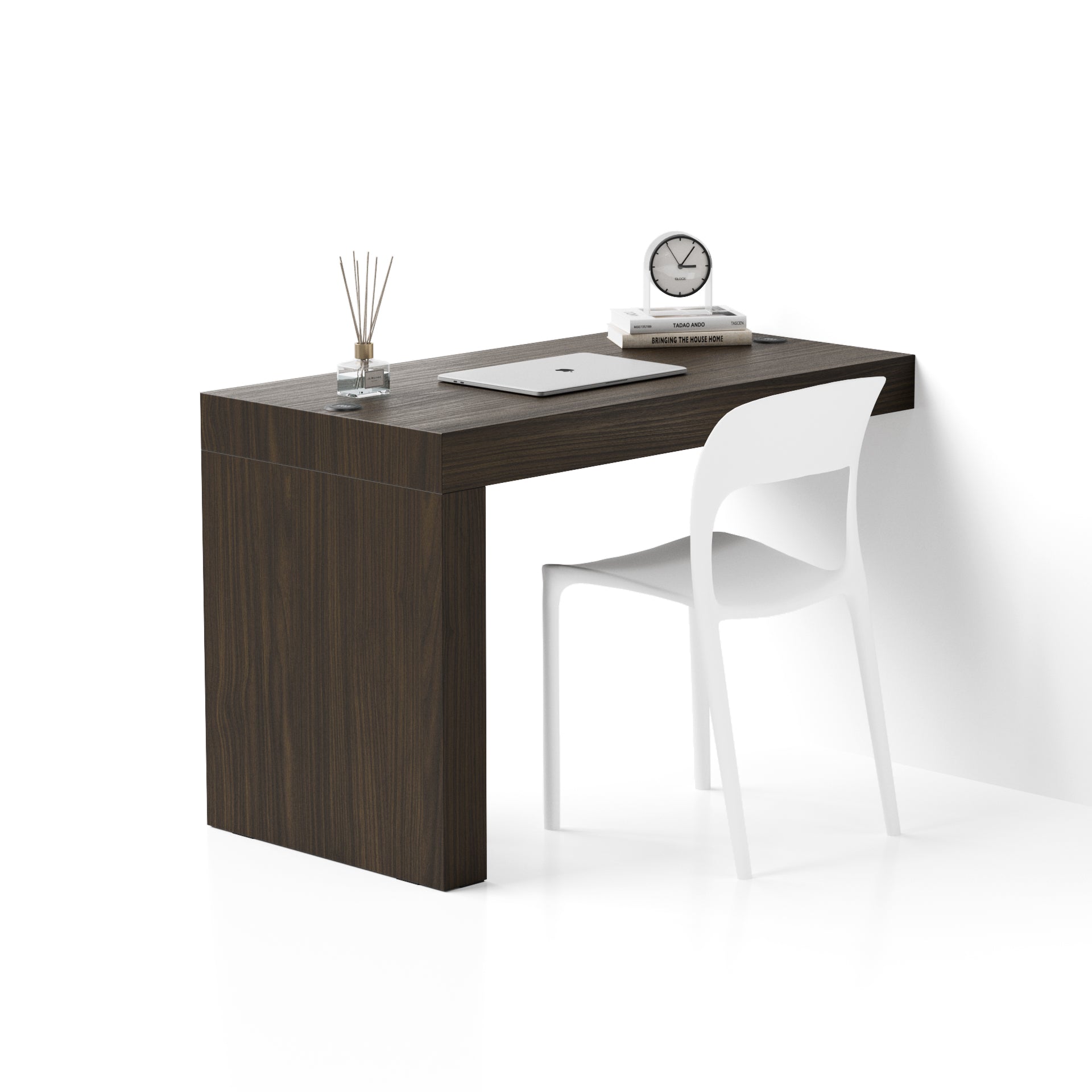 Evolution Desk 47.2 x 23.6 in, Dark Walnut with One Leg and Wireless Charger - Main image