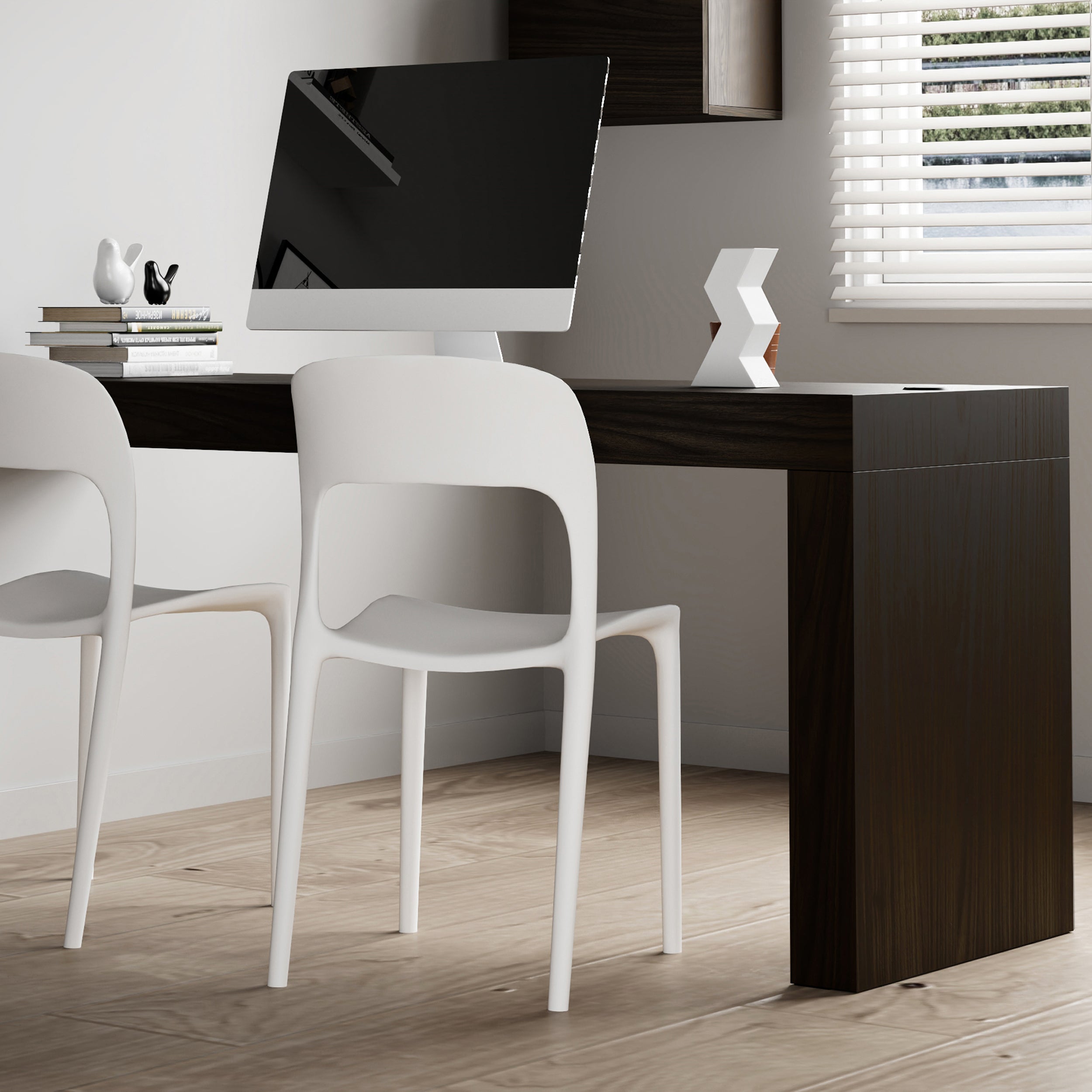 Table de Bureau Evolution 180x60, Noyer Américain avec Un Pied et Chargeur sans fil - Set image 1