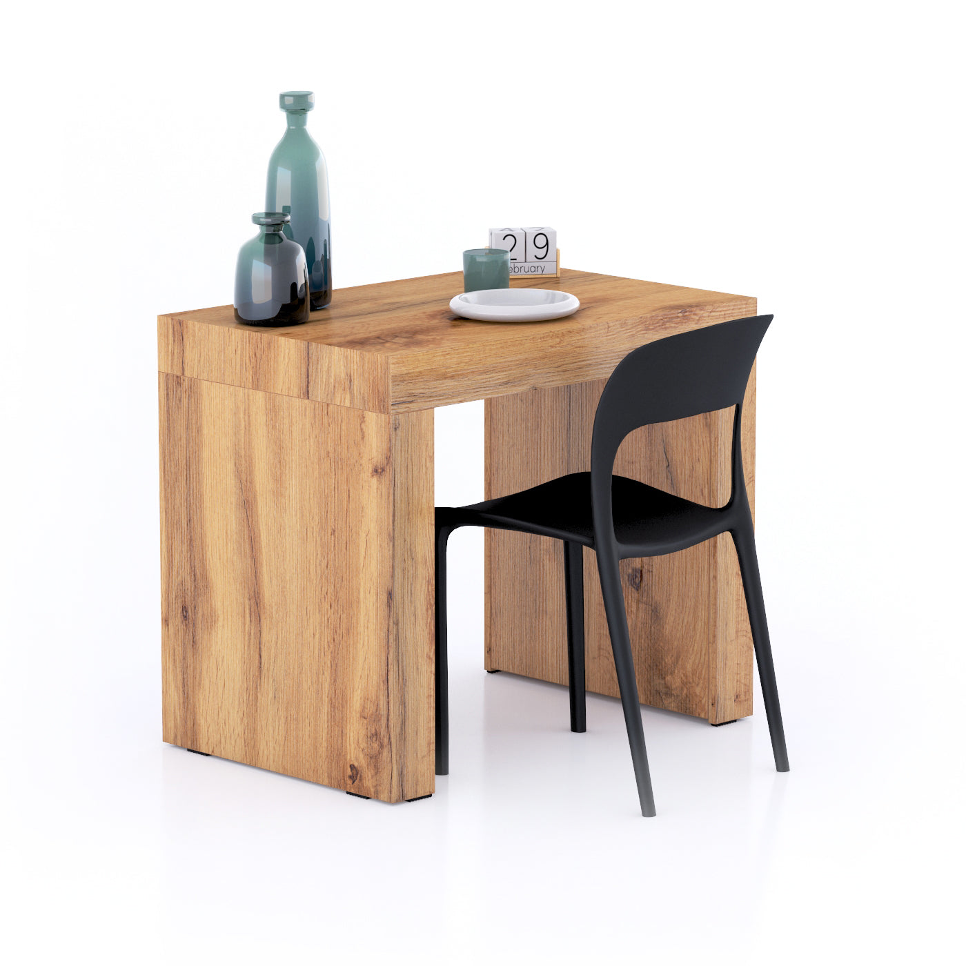 Table à manger Evolution 90x60, Bois Rustique avec 2 pieds