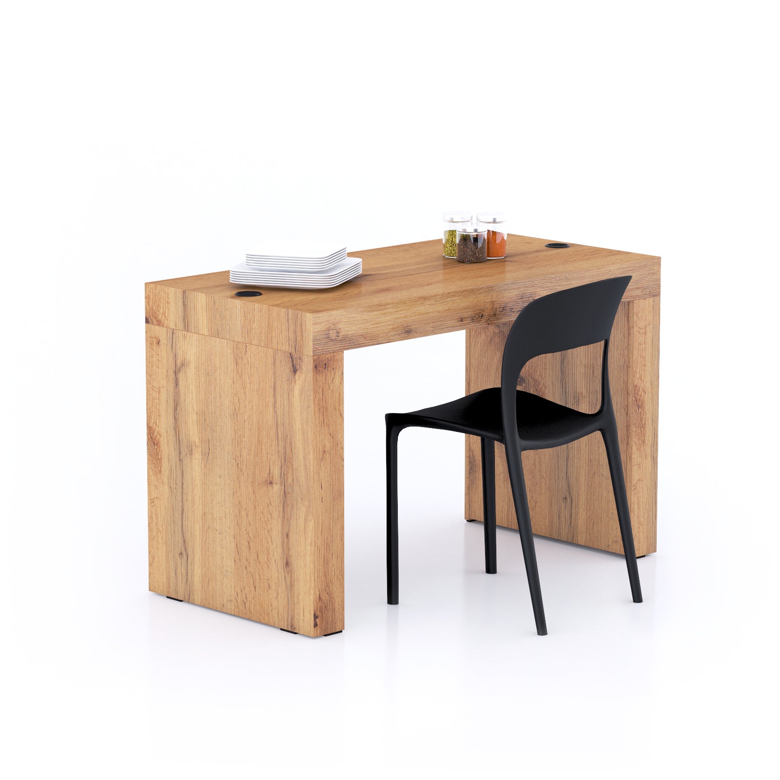 Evolution dining table 120x60 with Wireless Charger, Rustic Oak with Two Legs - Main image