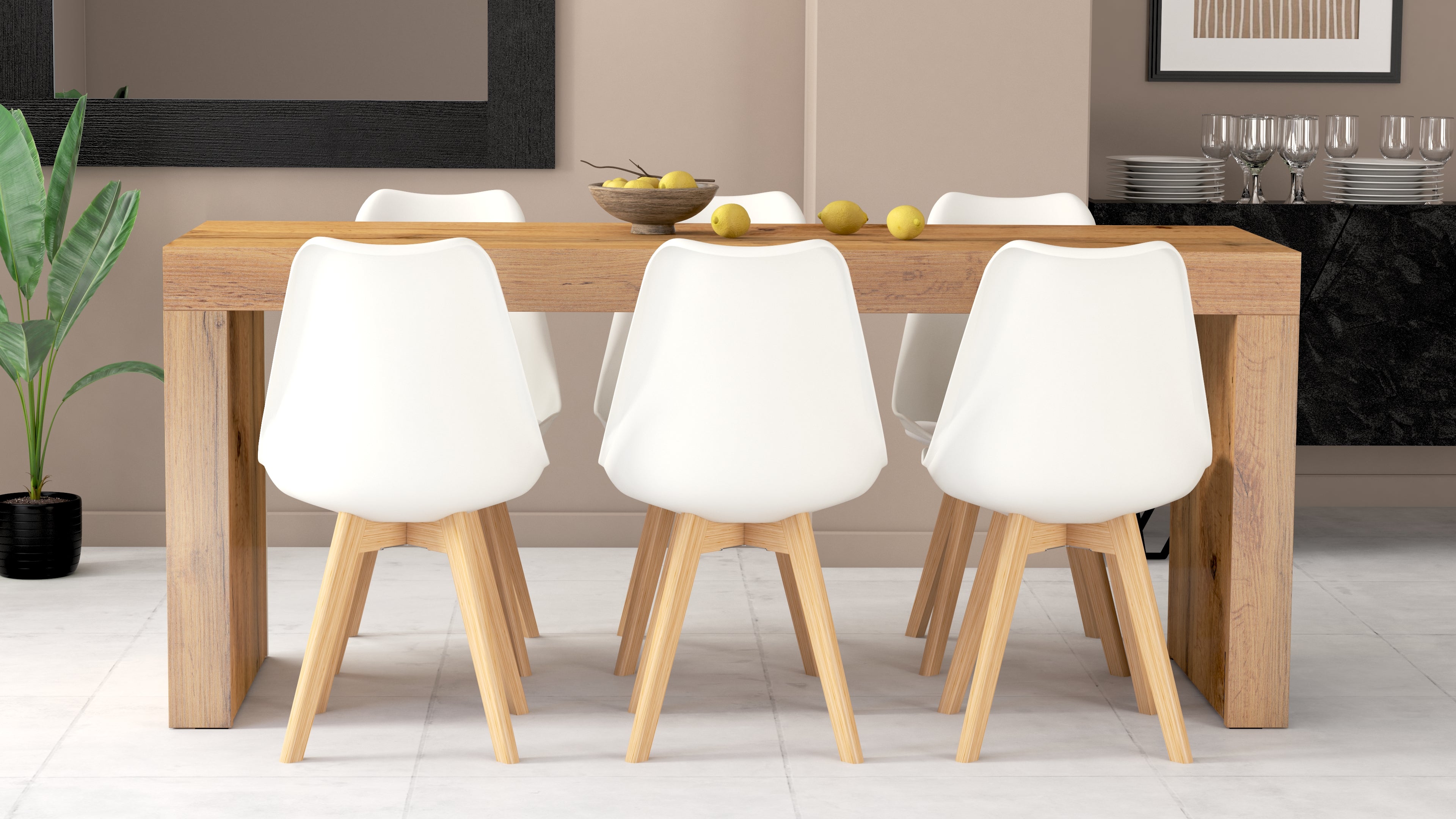 Table à manger Evolution 180x60, Bois Rustique avec 2 pieds - Set image 2