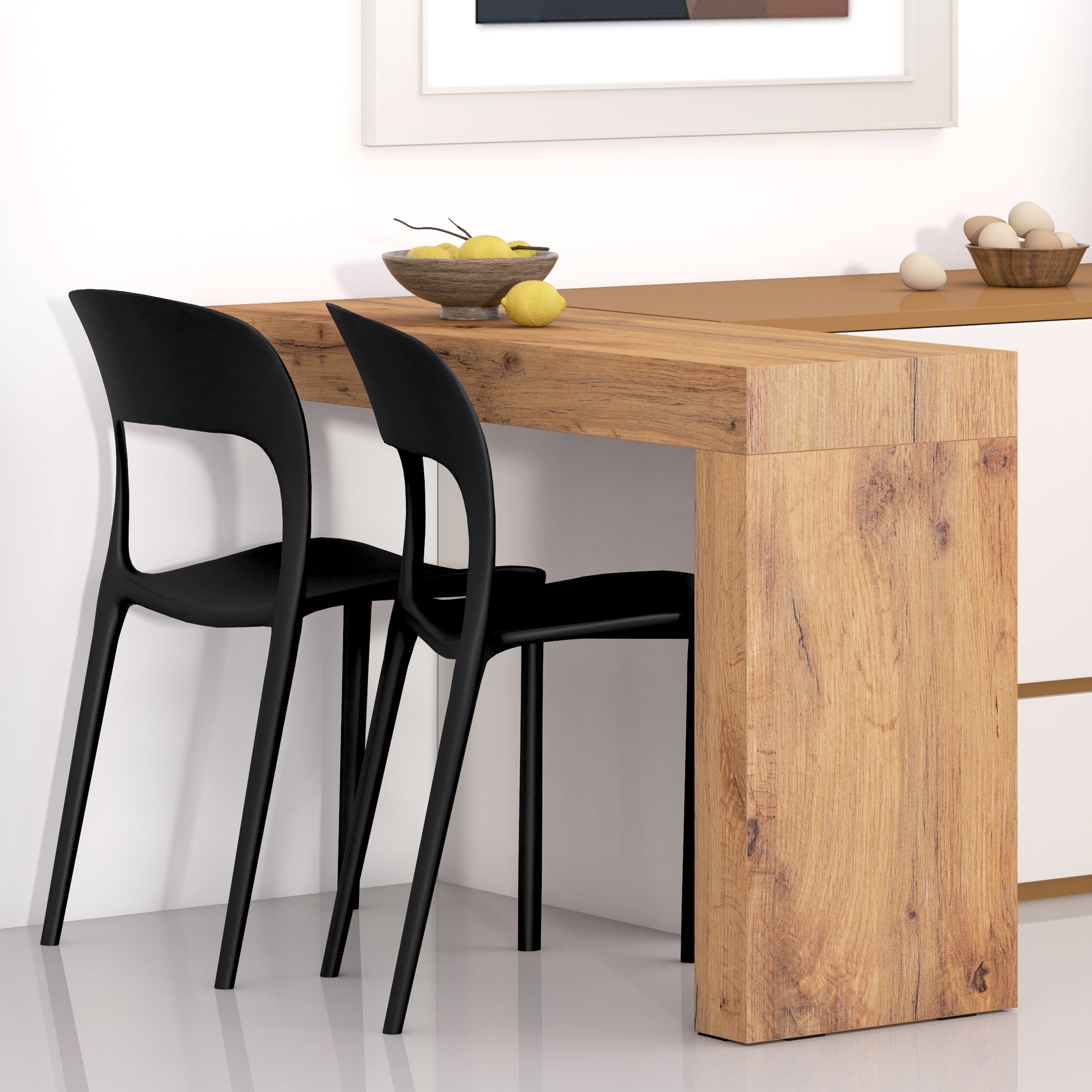 Mesa de comedor Evolution 120x40, Madera Negra con una pata - Set image 1