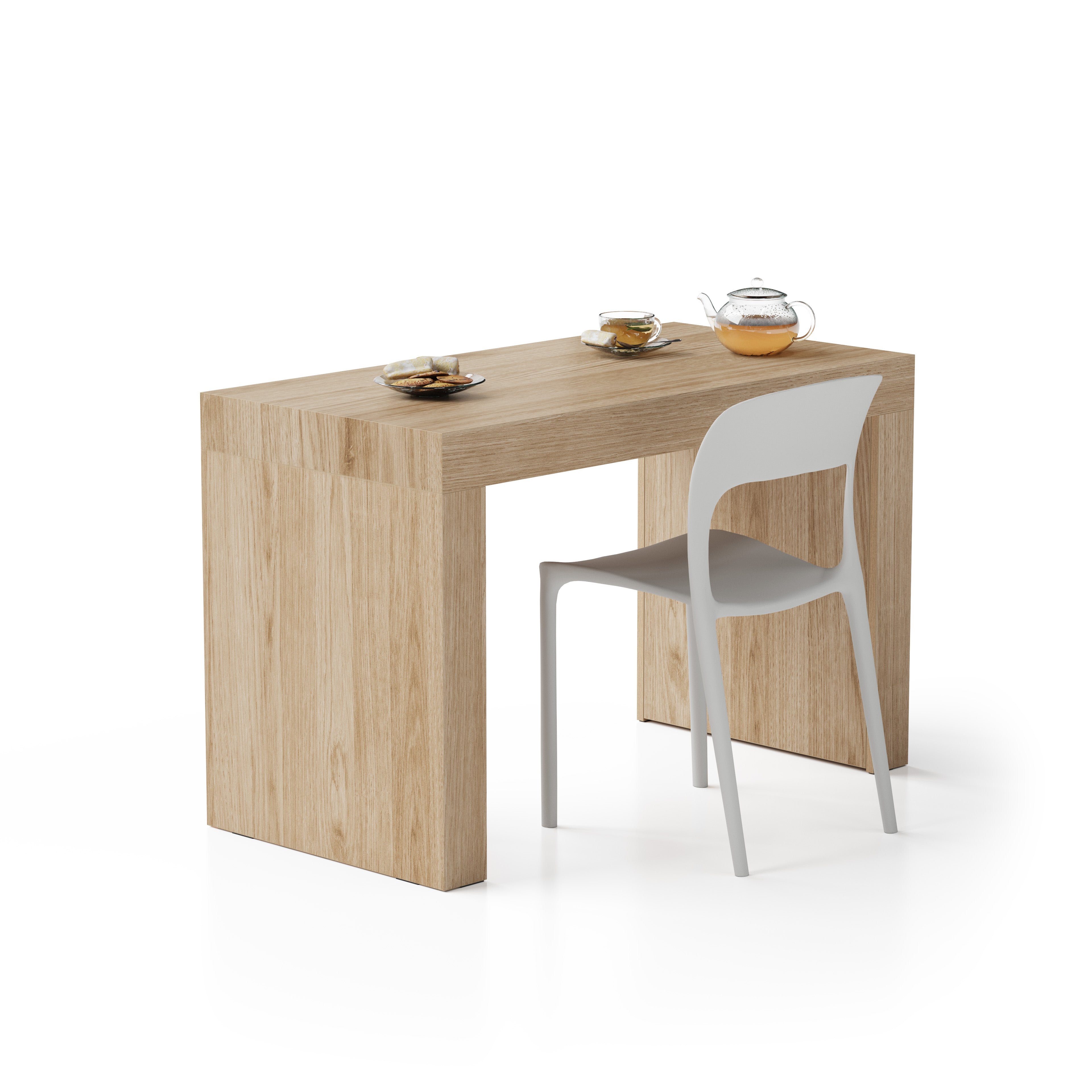 Table à manger Evolution 120x60, Chêne Clair avec 2 pieds