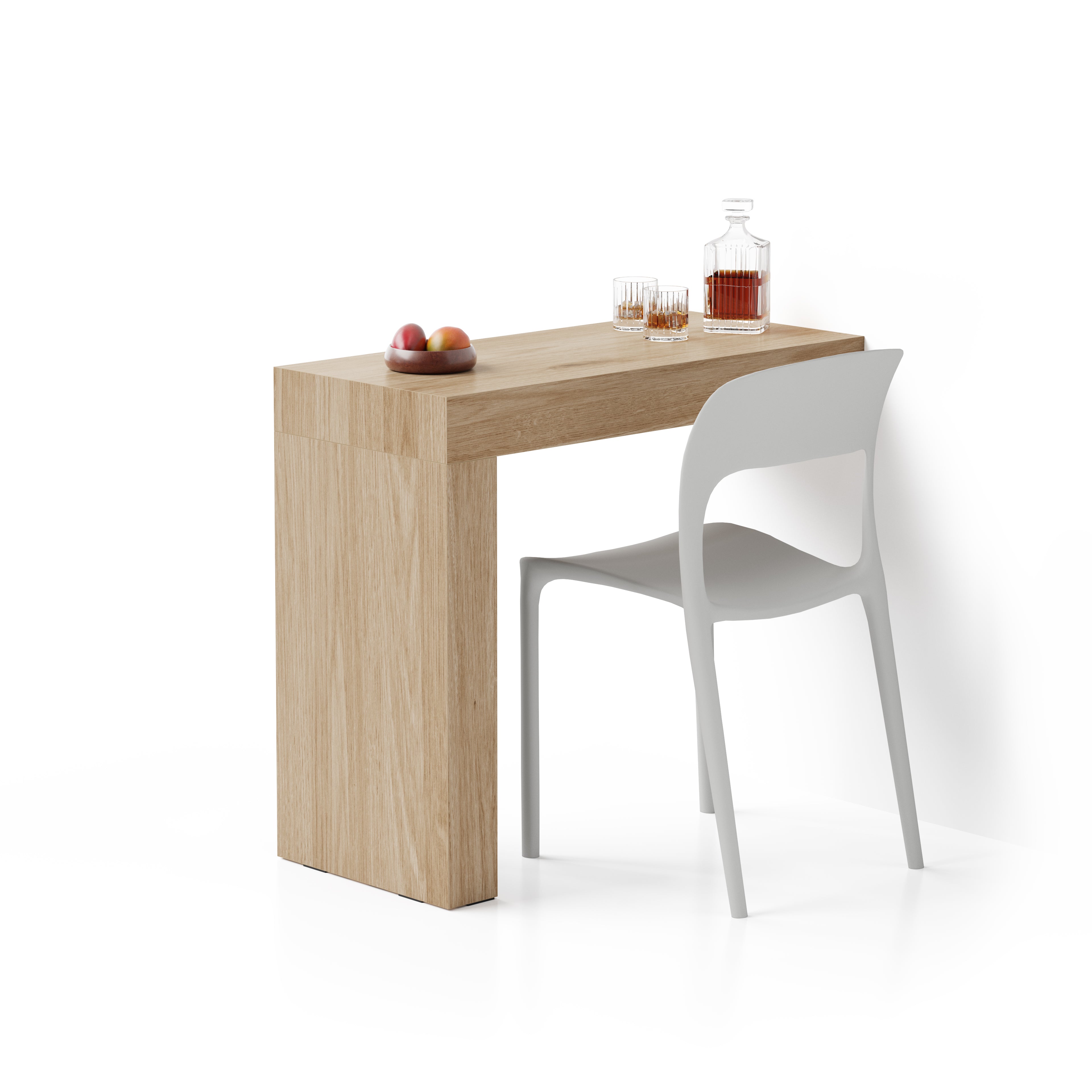 Tavolo da pranzo Evolution 90x40, Rovere Naturale con Una Gamba