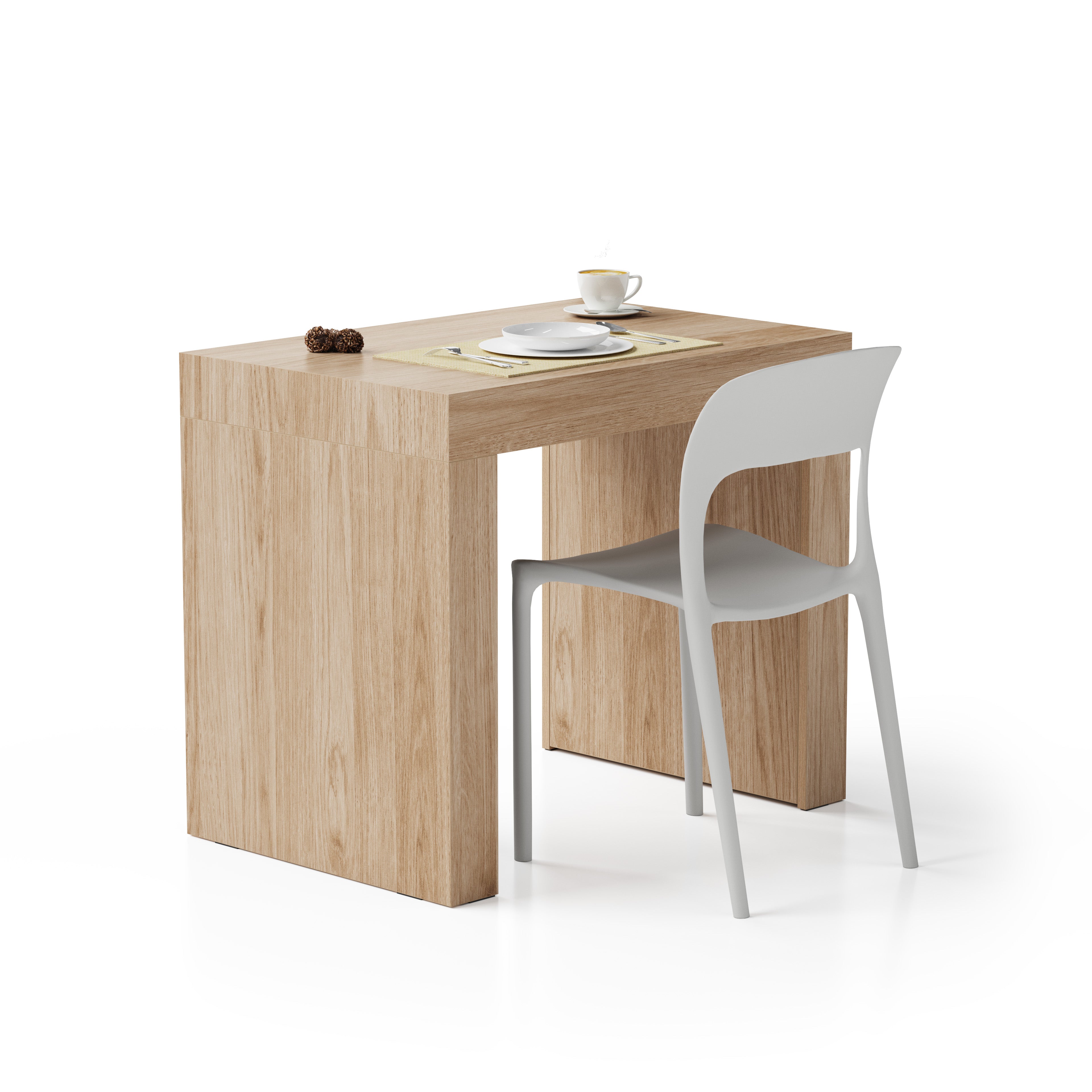 Table à manger Evolution 90x60, Chêne Clair avec 2 pieds