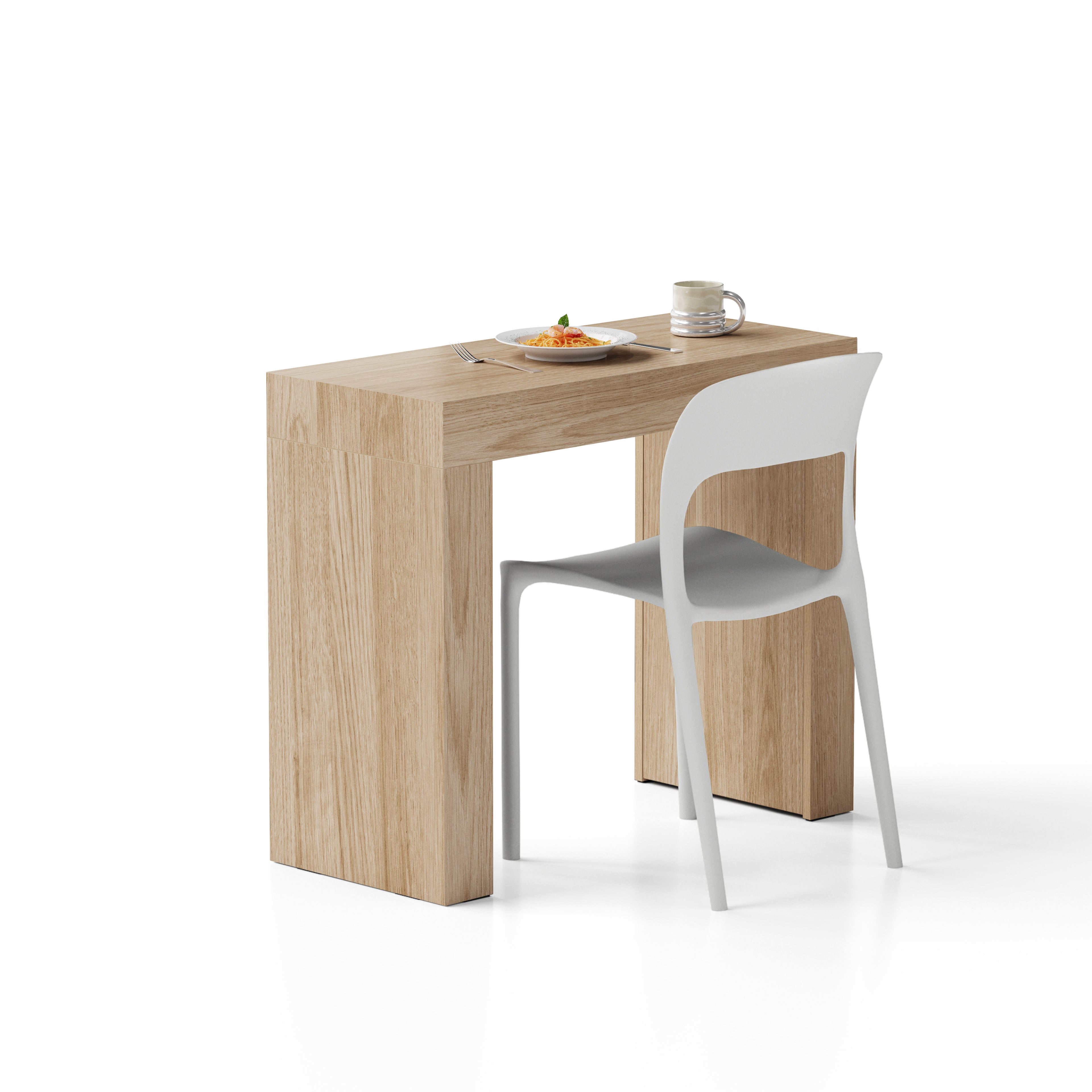 Table à manger Evolution 90x40, Chêne Clair avec 2 pieds