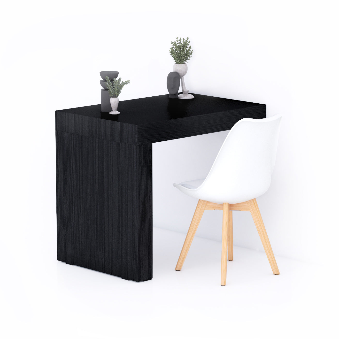 Table à manger Evolution 90x60, Frêne Noir avec 1 pied