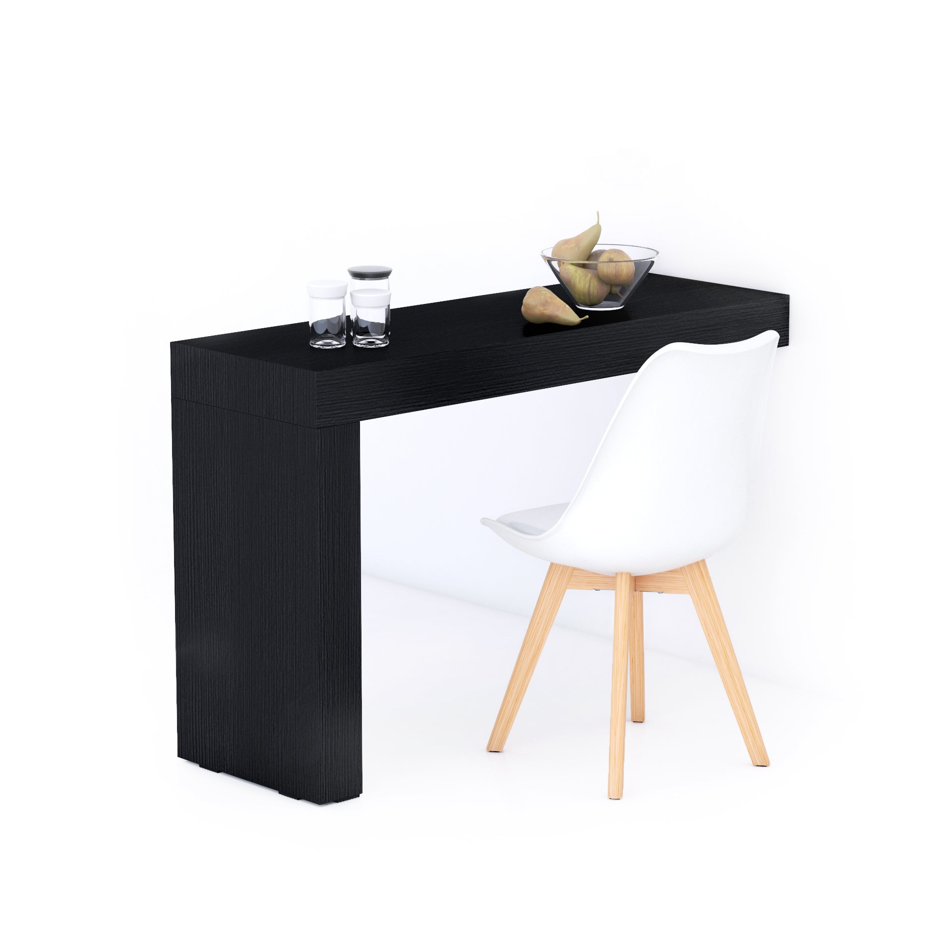 Table à manger Evolution 120x40, Frêne Noir avec 1 pied