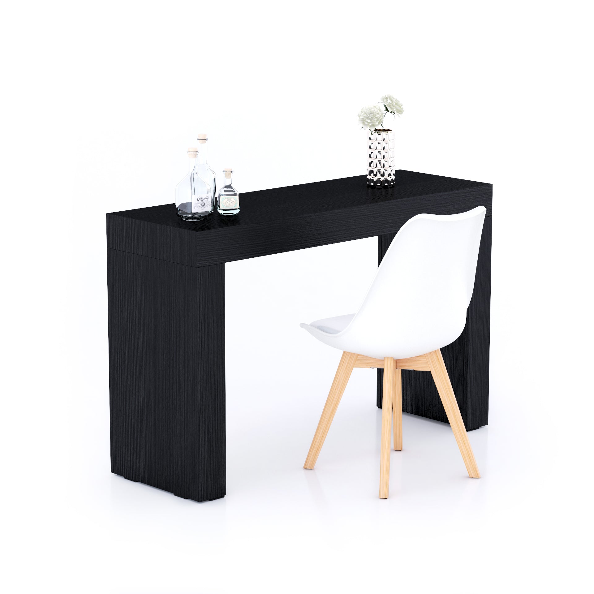 Table à manger Evolution 120x40, Frêne Noir avec 2 pieds - Main image
