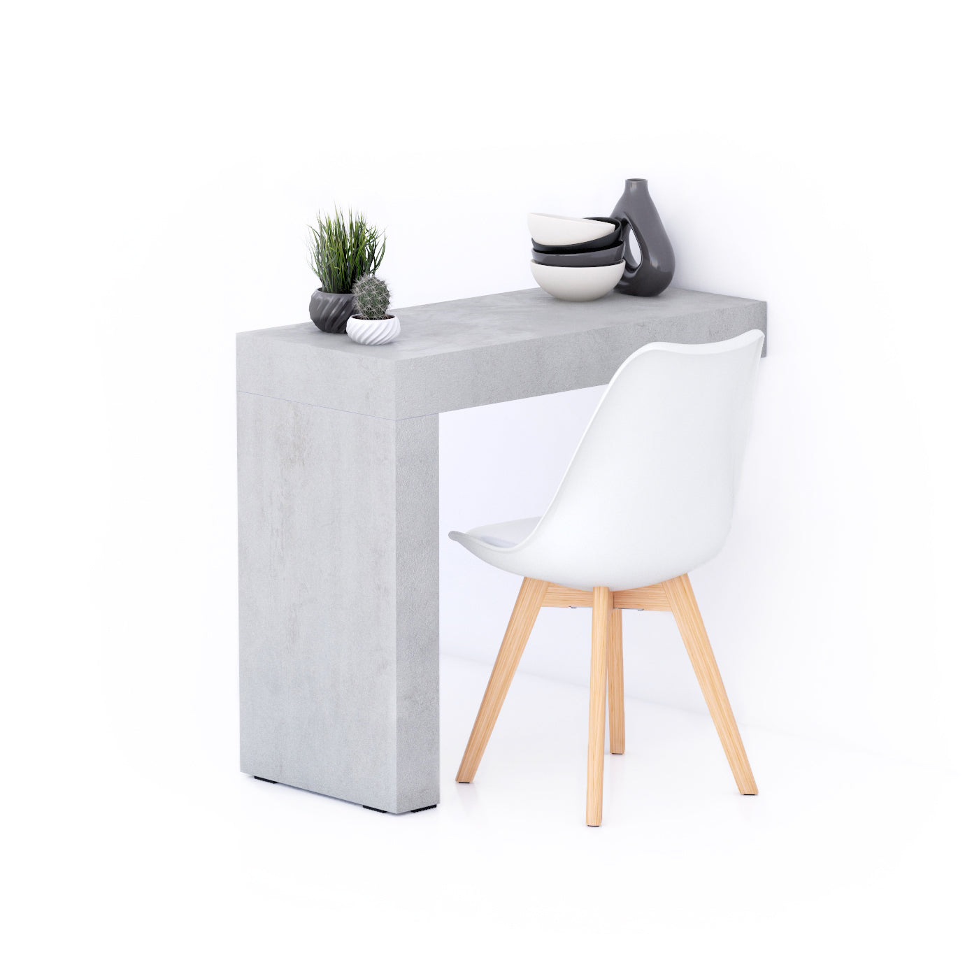 Evolution Esstisch 90 x 40, grauer Beton, mit einem Bein