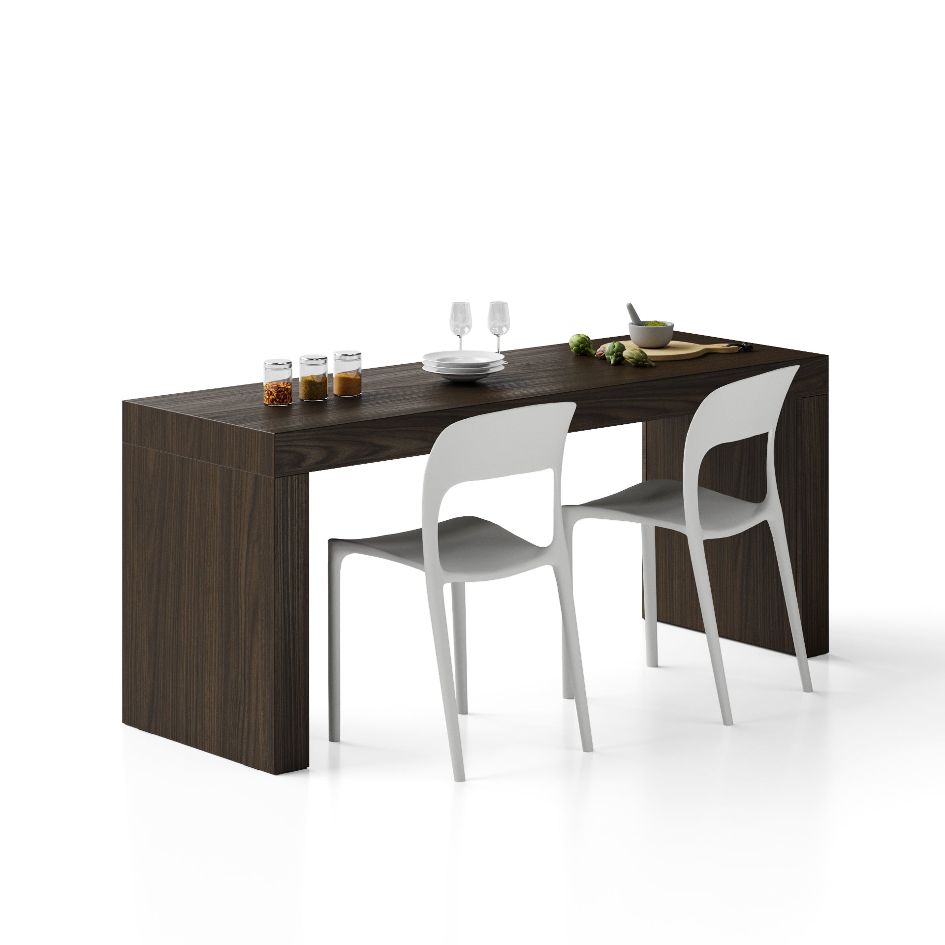 Table à manger Evolution 180x60, Noyer Américain avec Deux Pieds - Main image