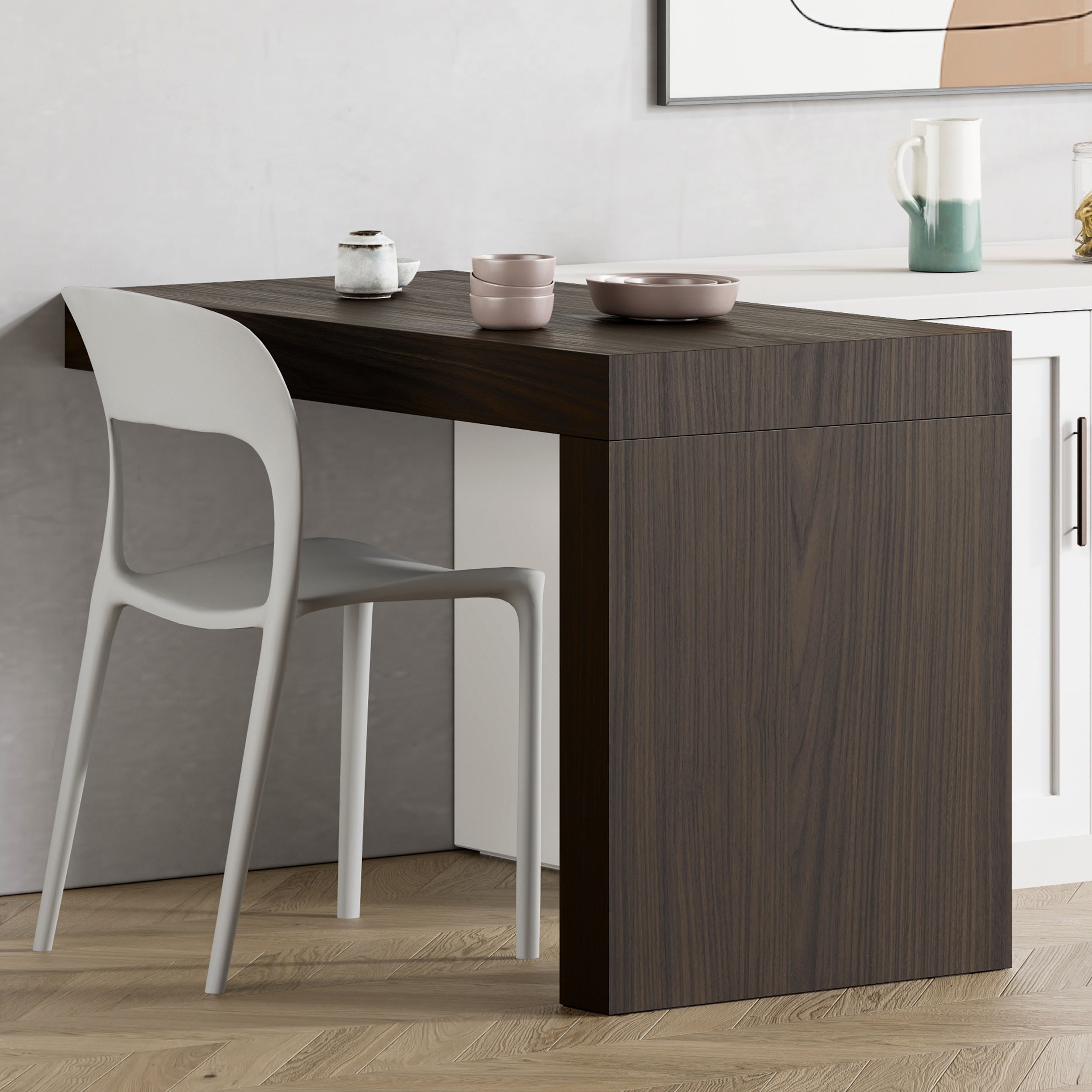 Mesa de comedor Evolution 120x60, nogal americano con una pata - Set image 1