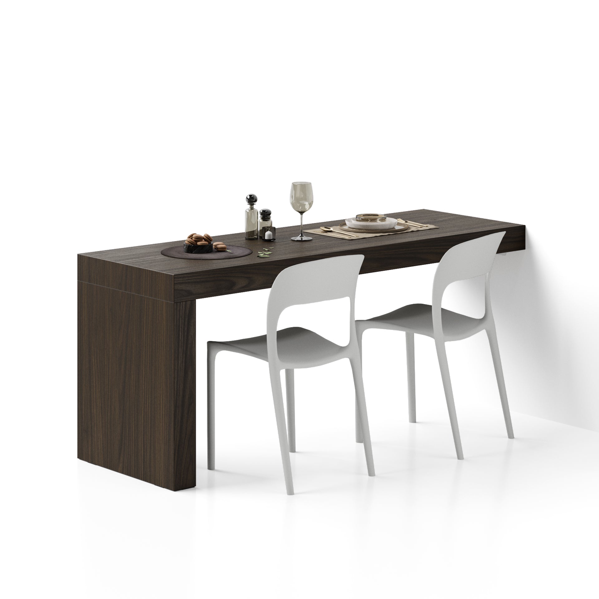 Evolution Esstisch 180x60, Nussbaum, Dunkel mit einem Bein - Main image