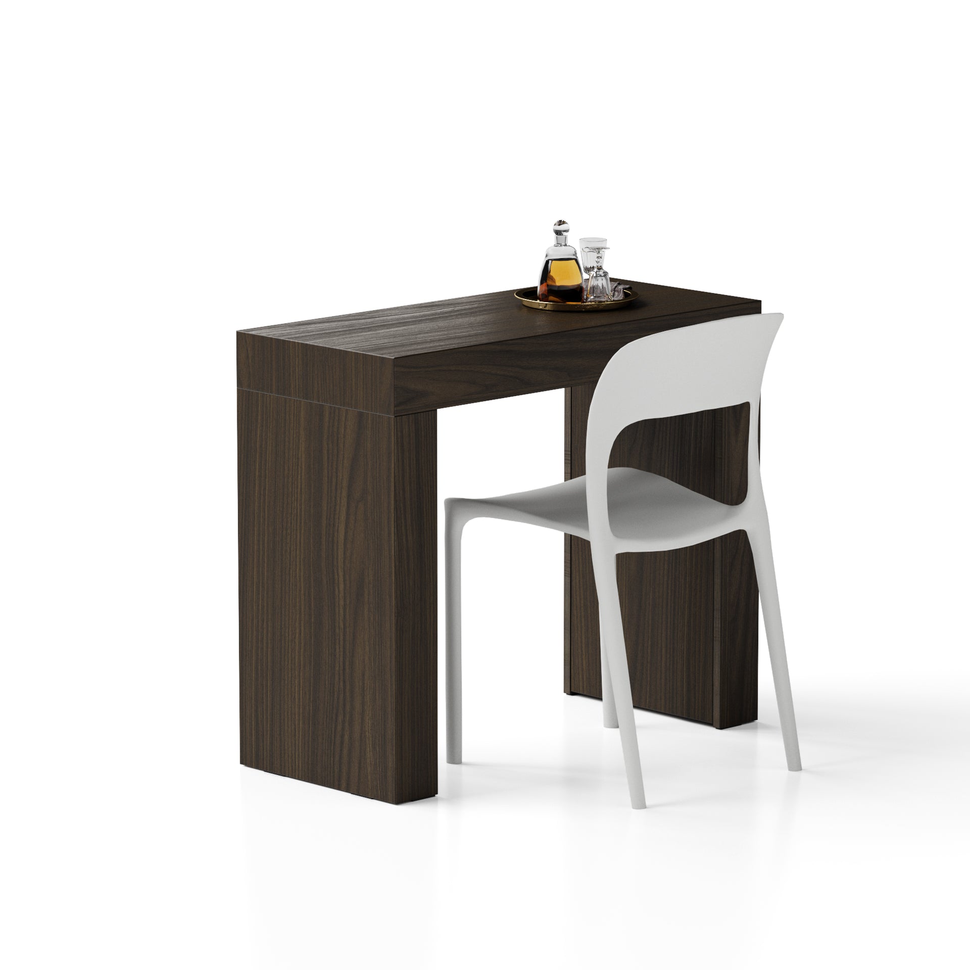 Evolution Esstisch 90x40, Nussbaum, Dunkel mit zwei Beinen - Main image