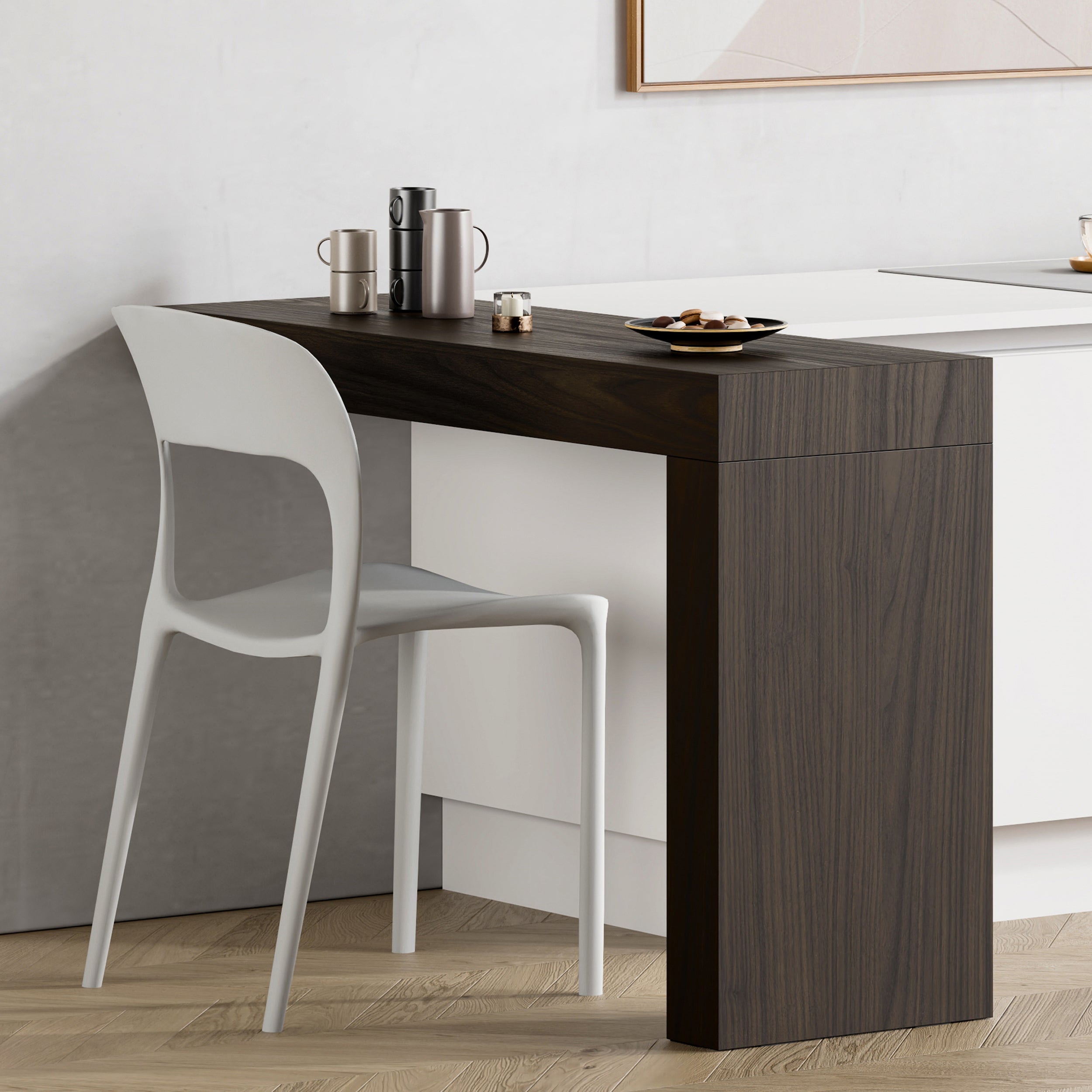 Mesa de comedor Evolution 120x40, nogal americano con una pata - Set image 1