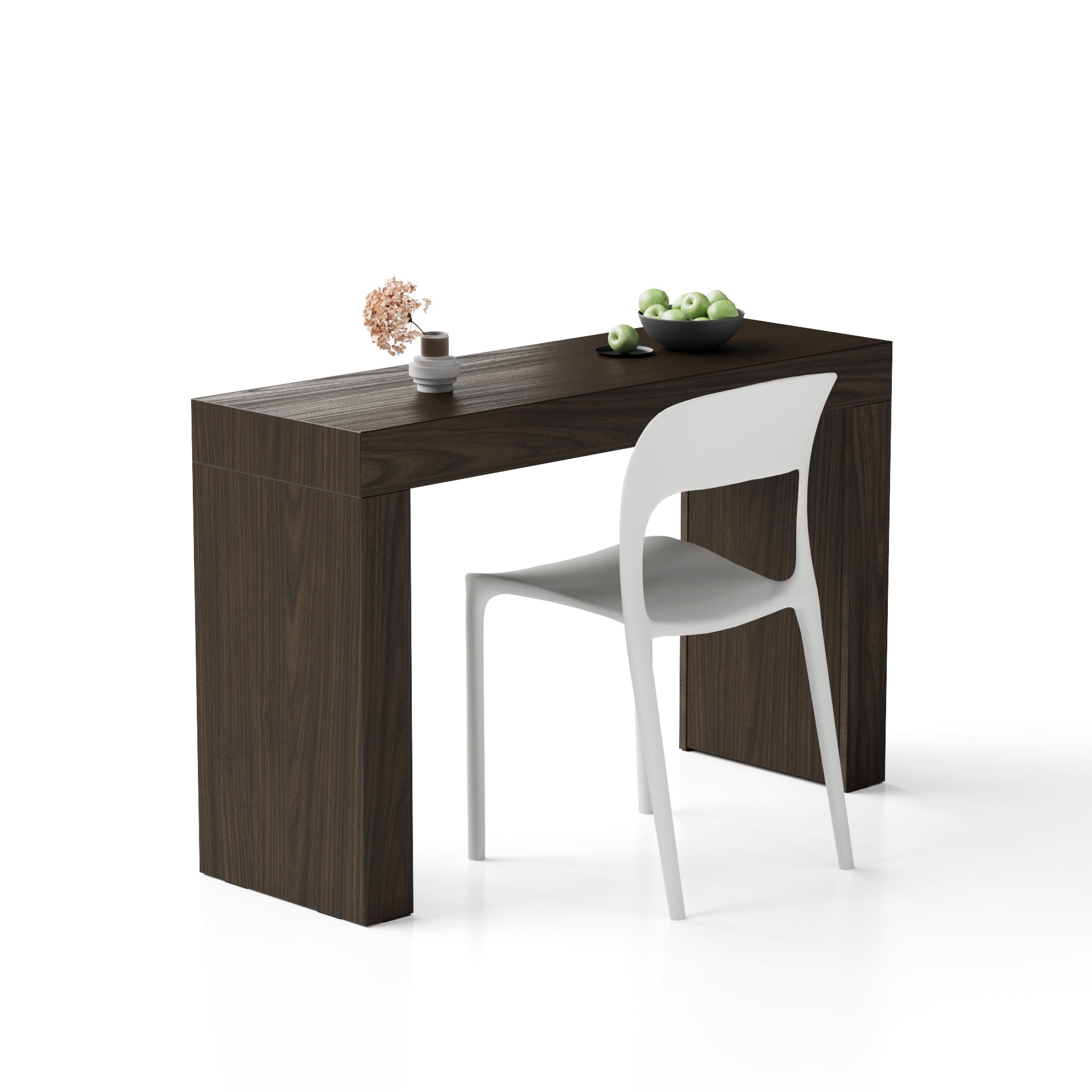 Evolution Esstisch 120x40, Nussbaum, Dunkel mit zwei Beinen