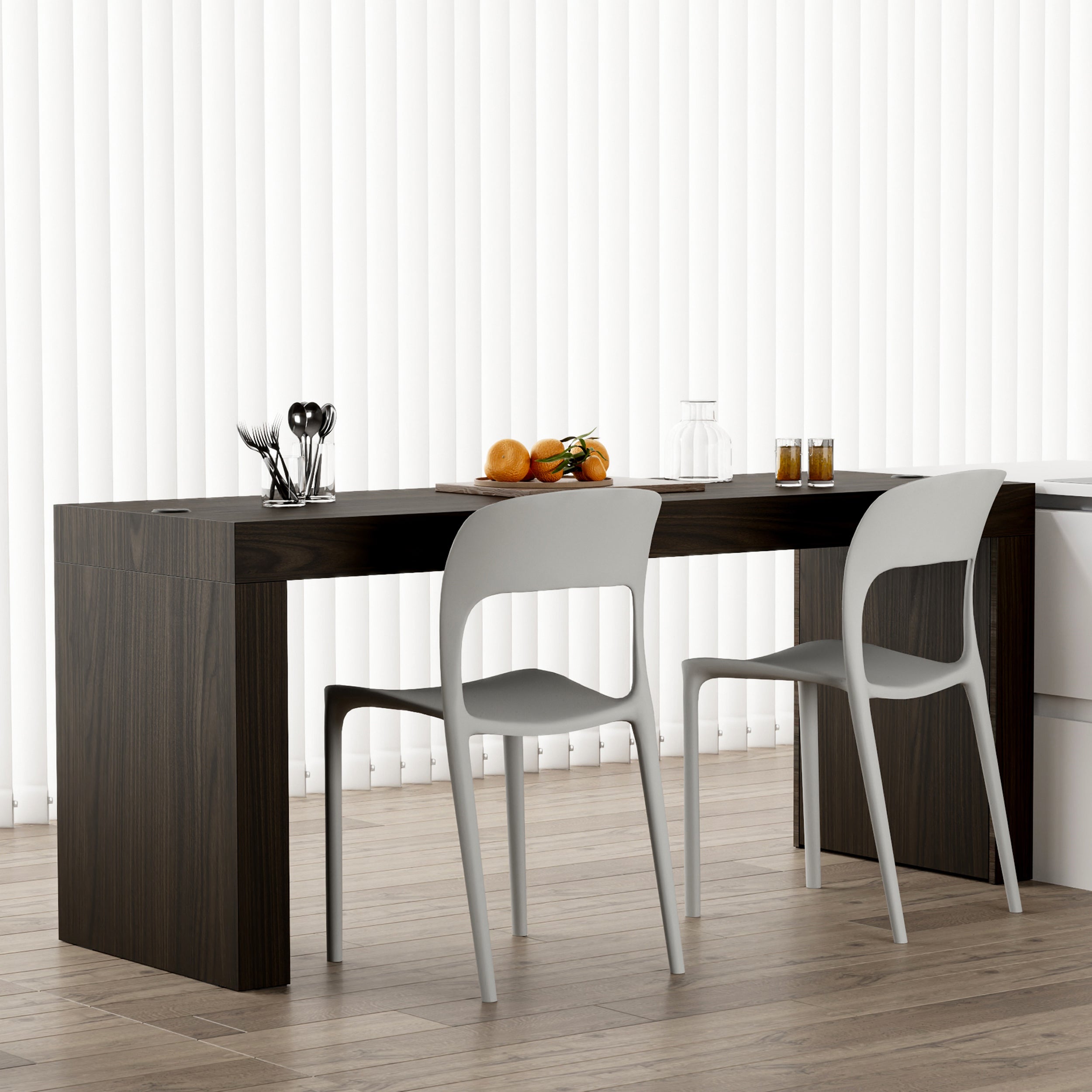 Evolution Esstisch 180x60, Nussbaum, Dunkel, 2 Beine, Ladegerät - Set image 1