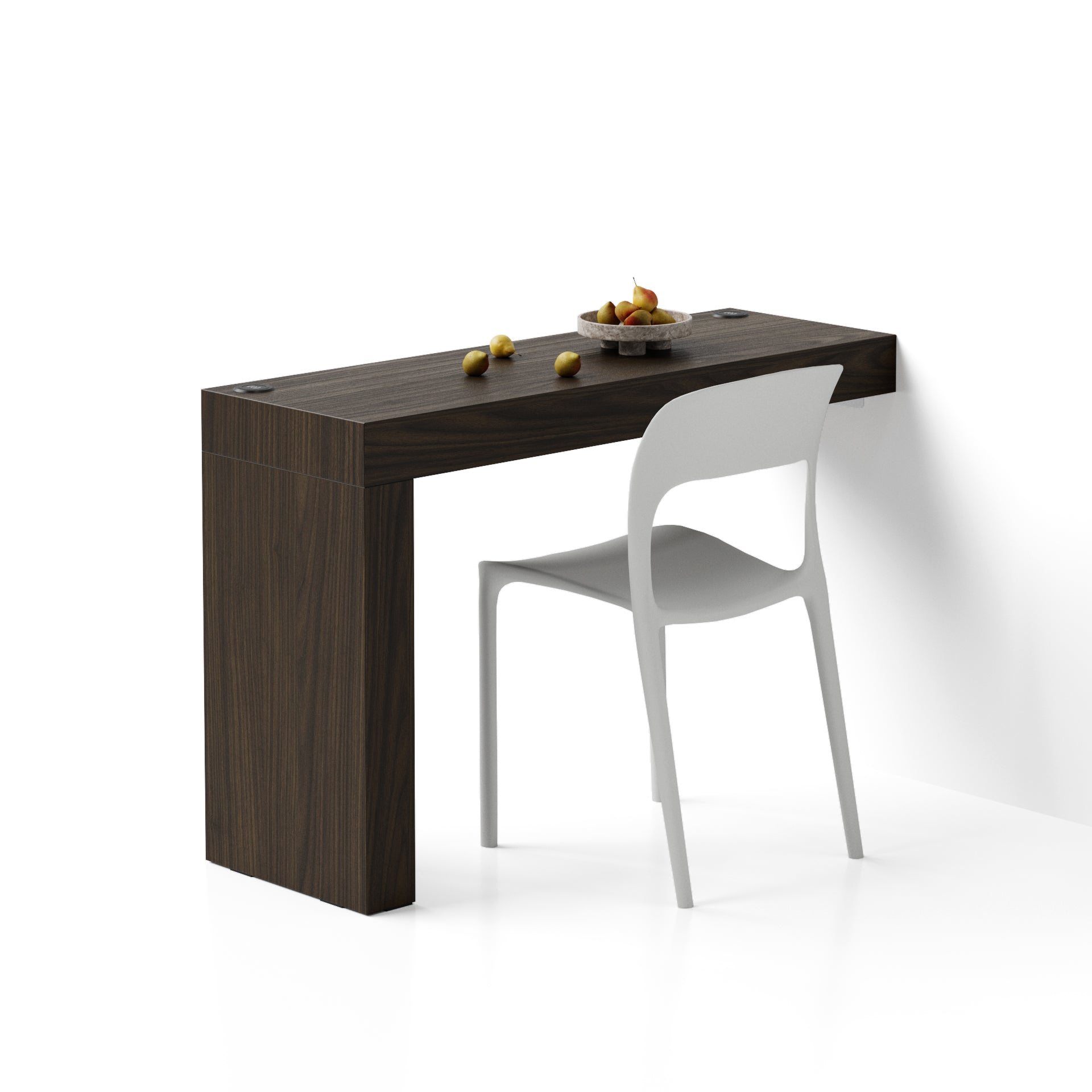 Evolution Esstisch 120x40, Nussbaum, Dunkel, 1 Bein, Ladegerät