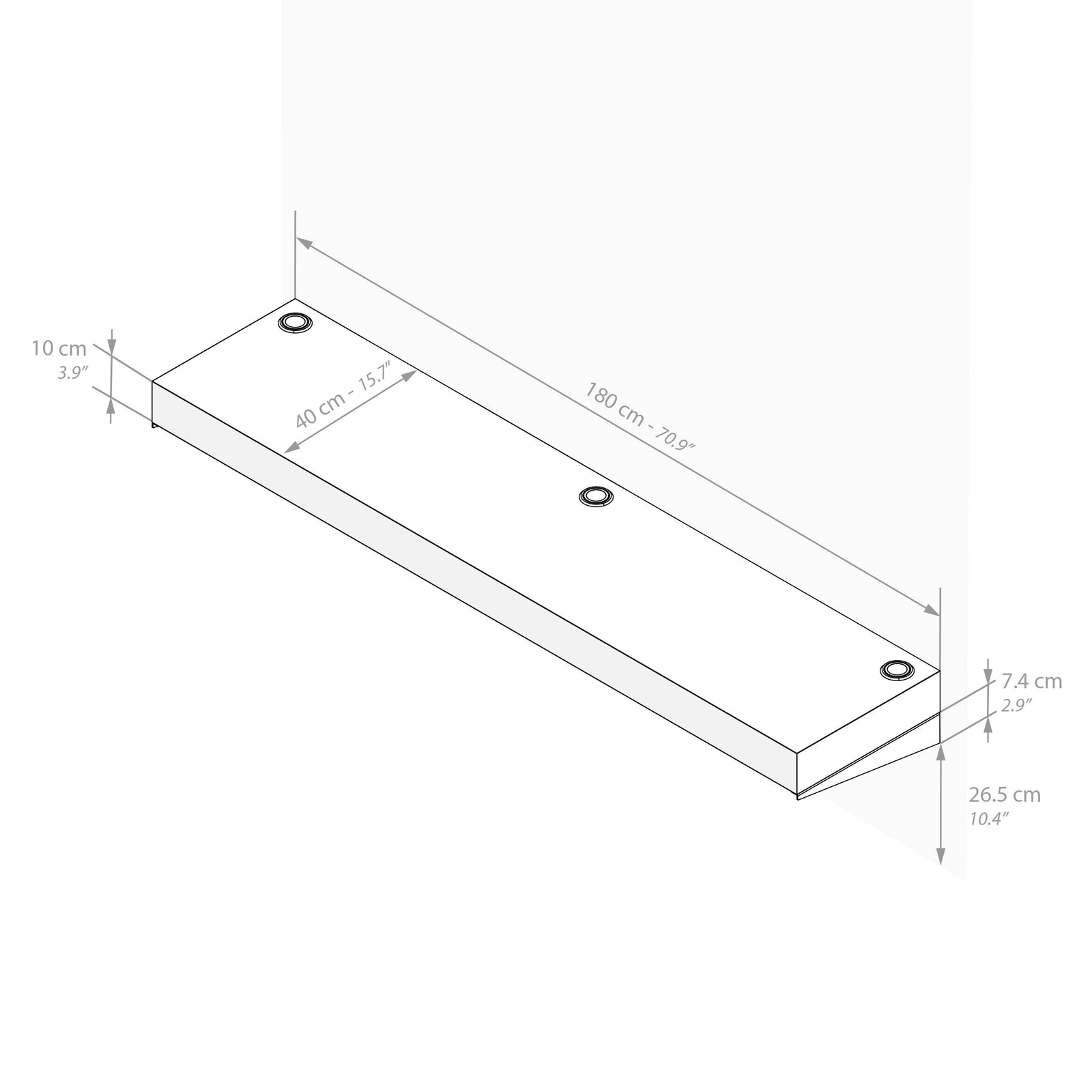 Floating tv stand Evolution 180x40 with Wireless Charger, Rustic Oak - Immagine tecnica 1