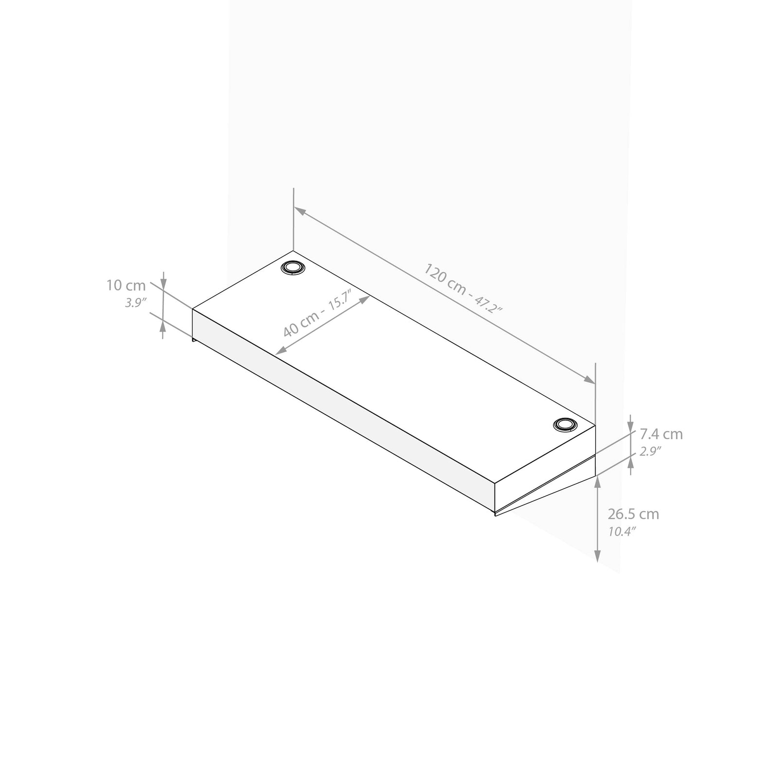 Floating tv stand Evolution 120x40 with Wireless Charger, Ashwood White - Immagine tecnica 1