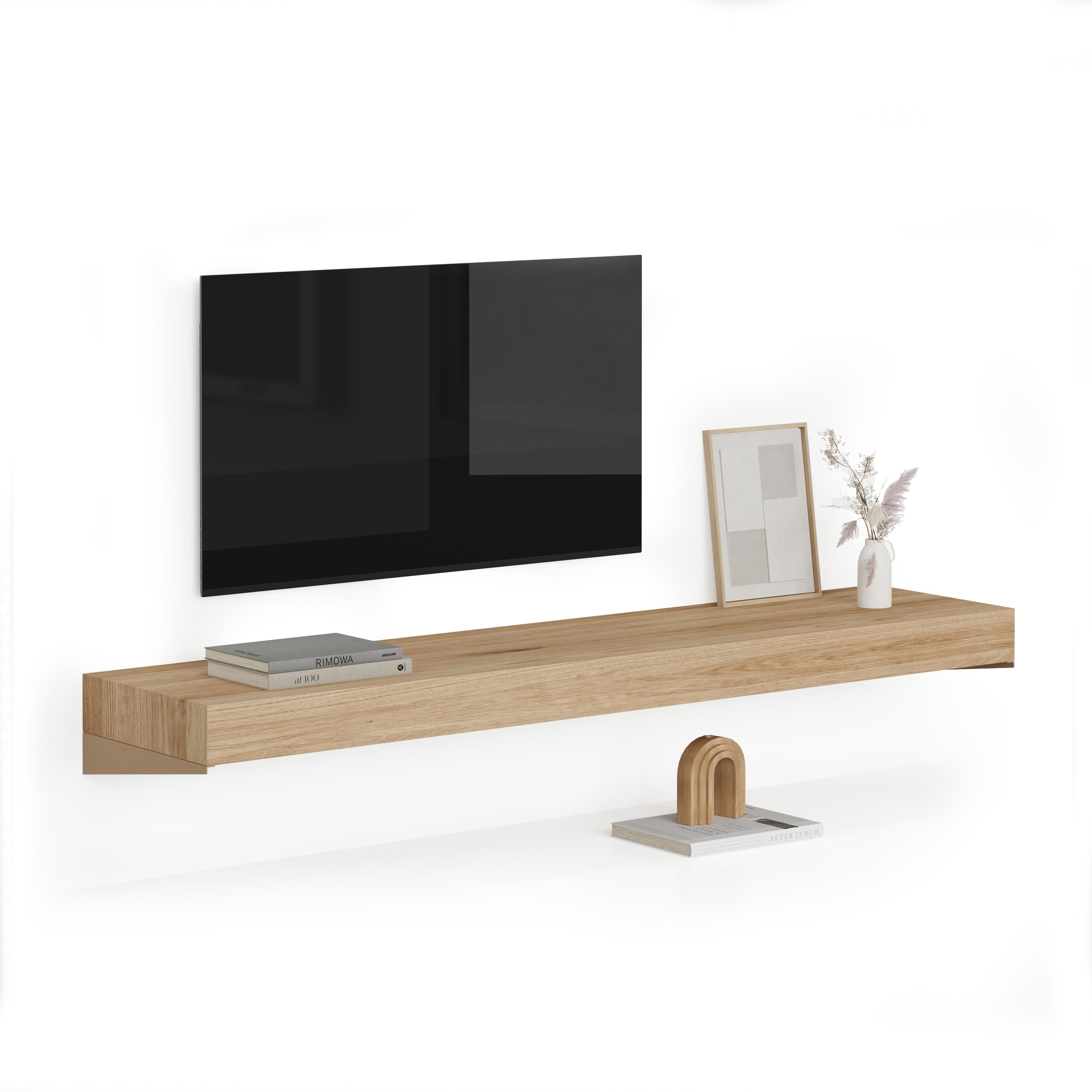 Porta Tv sospeso Evolution 180x40, Rovere Naturale - Immagine principale