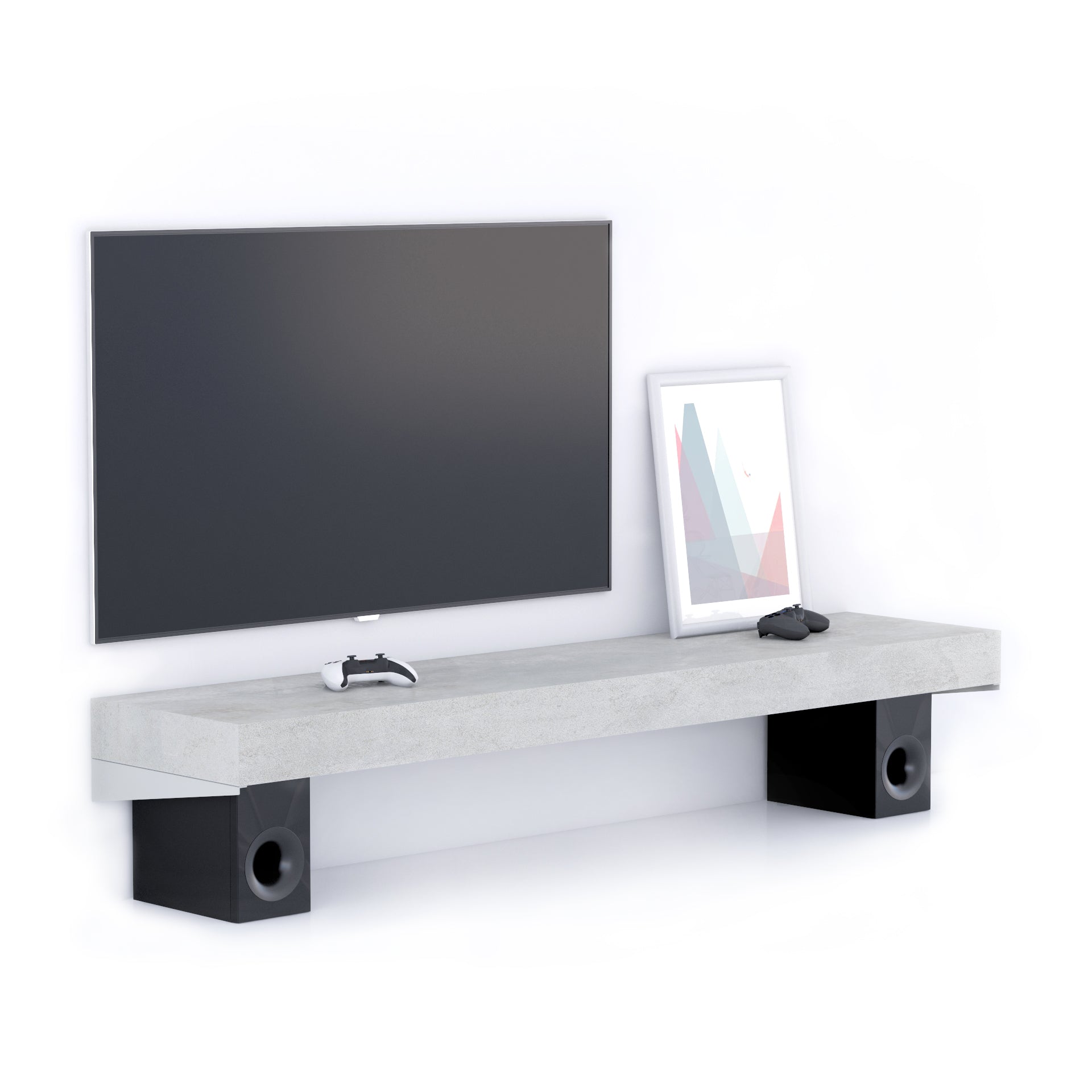 Floating tv stand Evolution 180x40, Concrete Effect, Grey