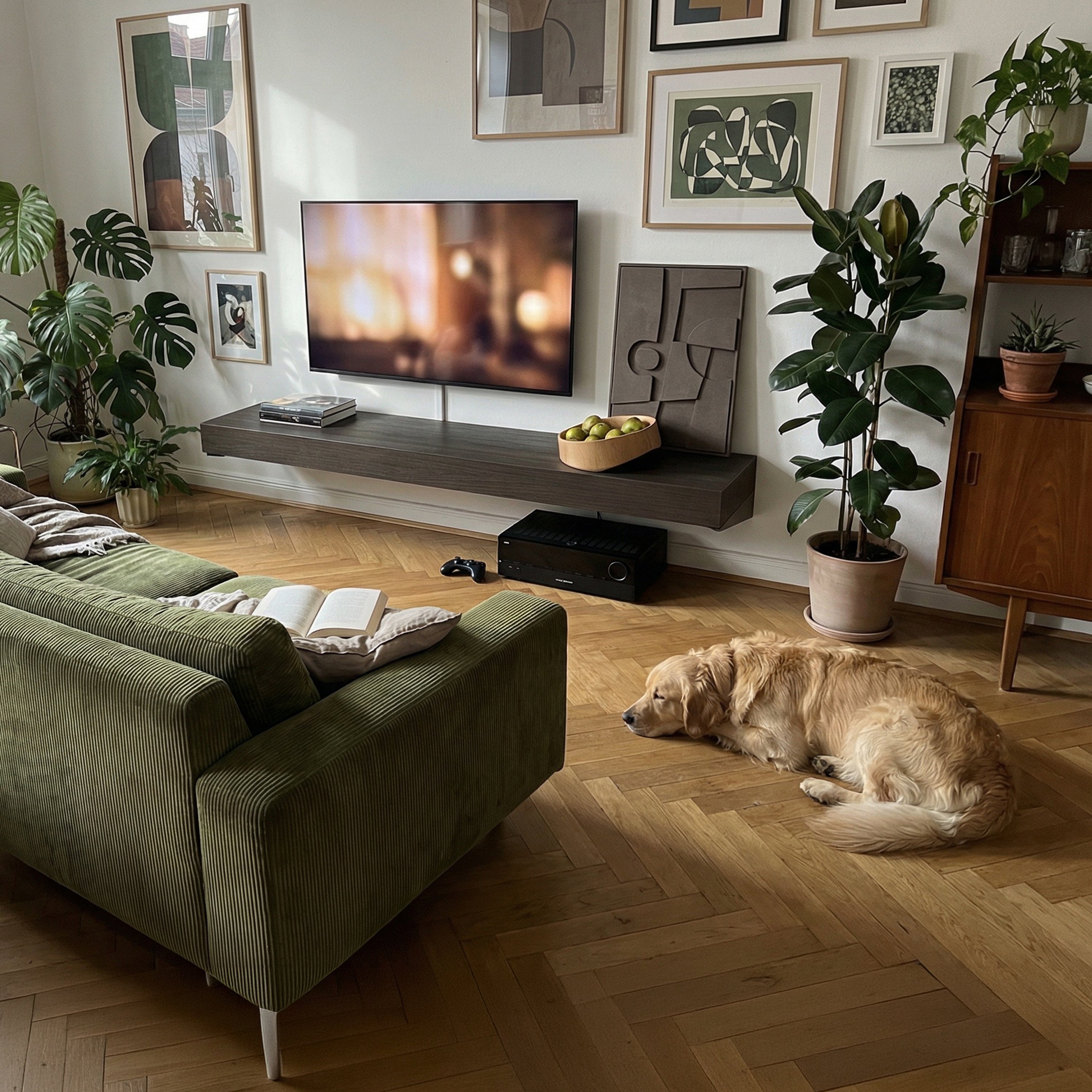 Floating tv stand Evolution 180x40, Dark Walnut - Set image 2