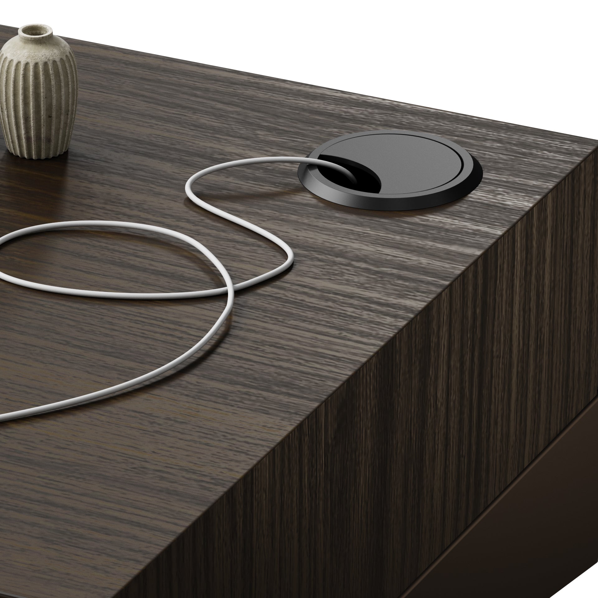 Porta Tv sospeso Evolution 180x40, Noce Scuro con Caricatore Wireless - Immagine dettaglio 3