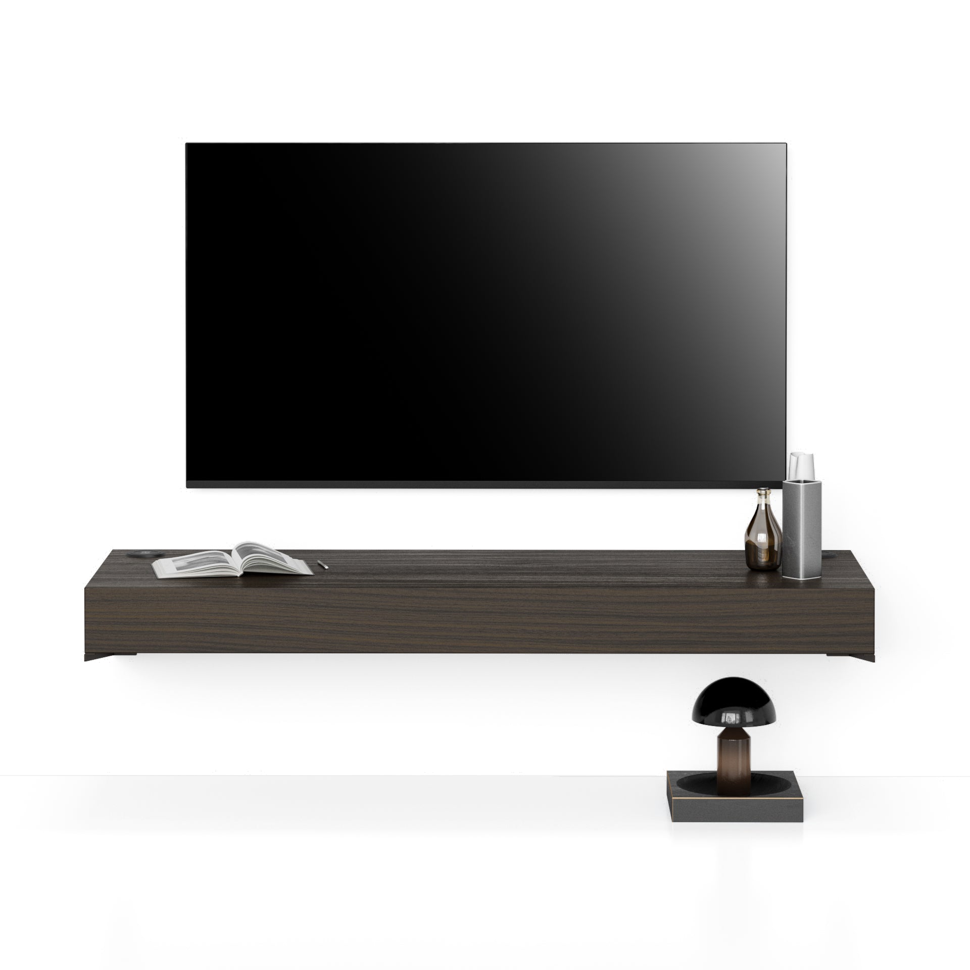 Tv Wandregal Evolution 120x40, Nussbaum, Dunkel mit kabellosem Ladegerät - Detail image 1