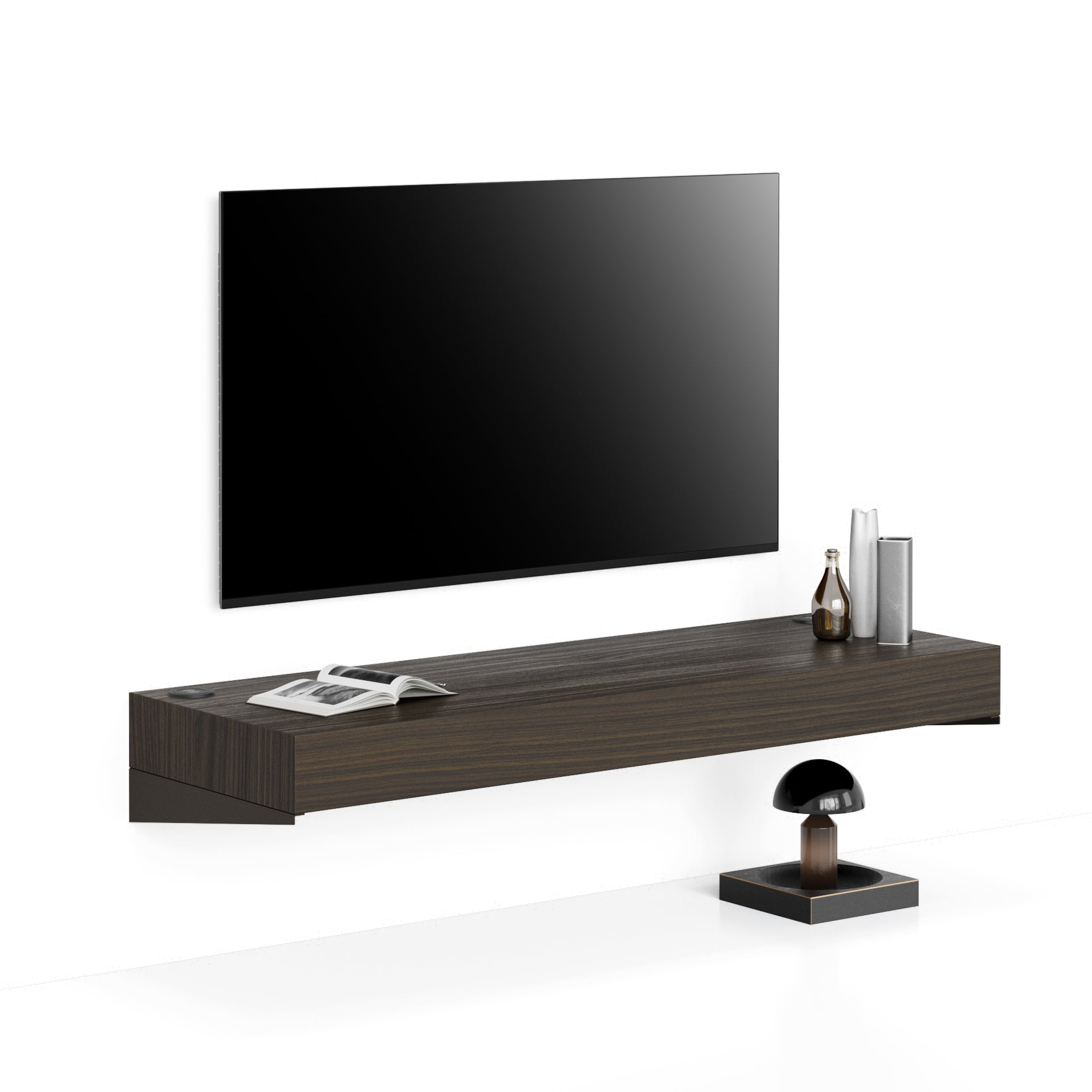Floating tv stand Evolution with Wireless Charger 47.2 x 15.7 in, Dark Walnut