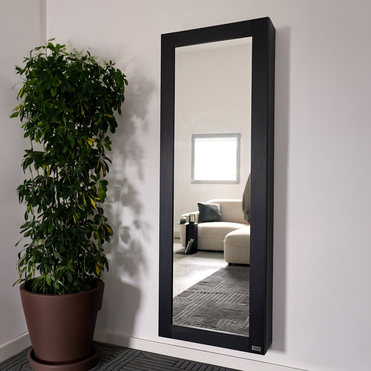 Hängeschuhschrank mit Spiegel Rachele 170x60 cm, Esche Zwart