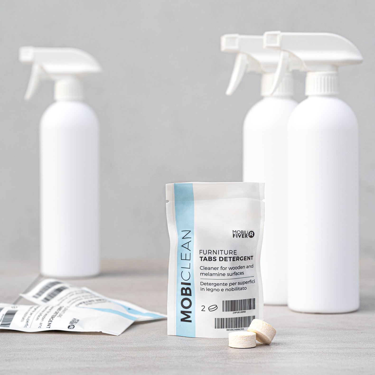 Mobiclean Detergente, Formula Professionale Per Nobilitato e Legno, 2 Pastiglie