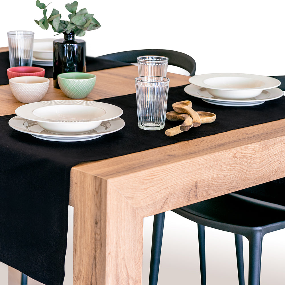 Runner da Tavola Gioele in cotone 45x180, Nero - Immagine principale