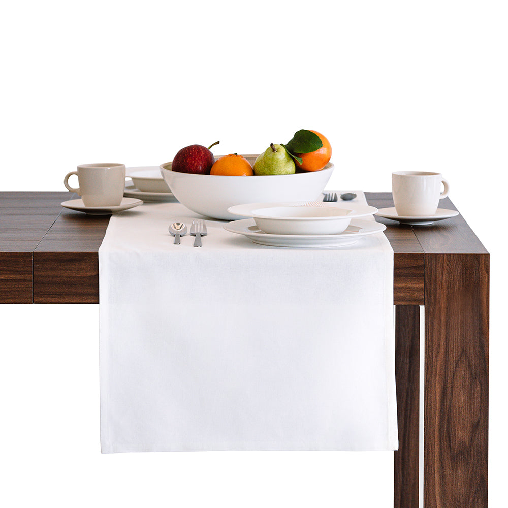 Runner da Tavola Gioele in cotone 45x180, Bianco - Immagine dettaglio 1