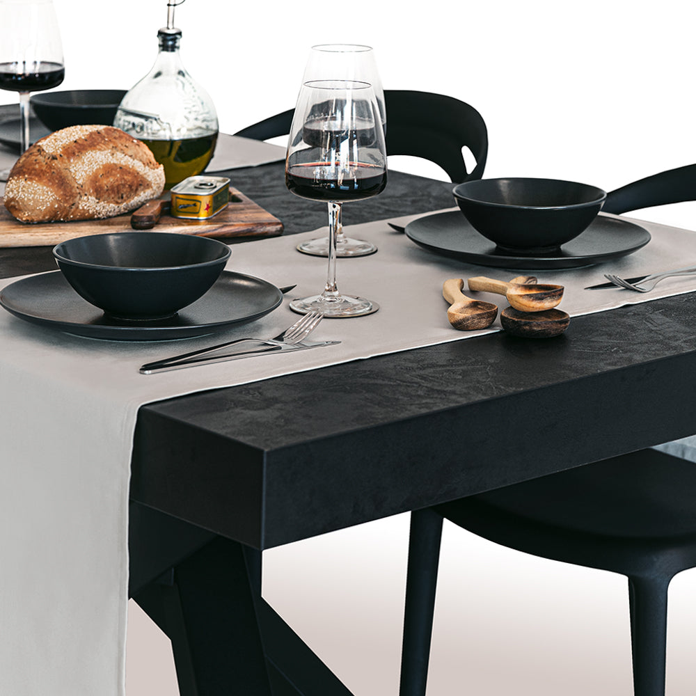 Runner da Tavola Gioele in cotone 45x180, Grigio chiaro - Immagine principale