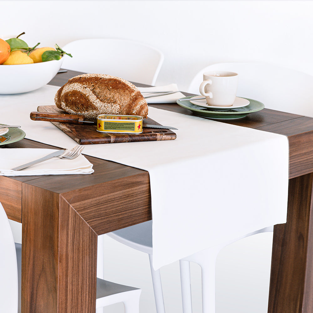 Chemin de table Gioele en coton 45x200, Blanc