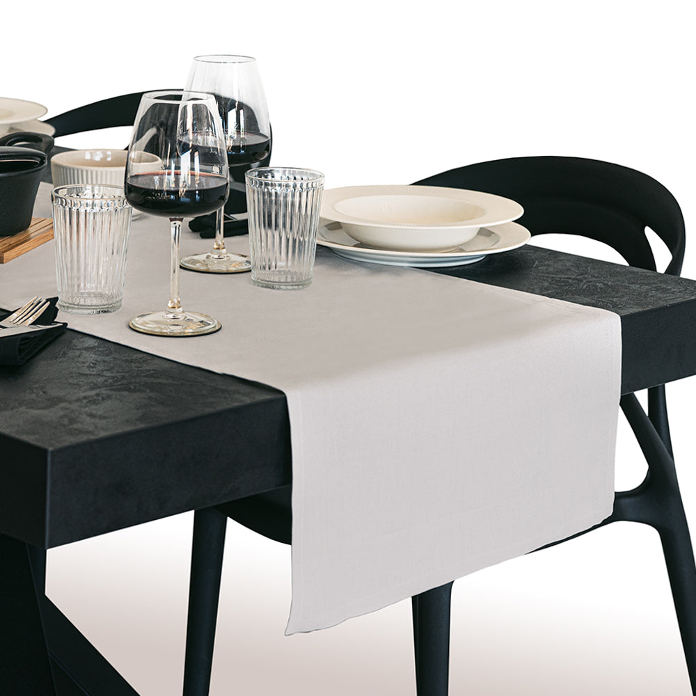 Runner da Tavola Gioele in cotone 45x220, Grigio chiaro