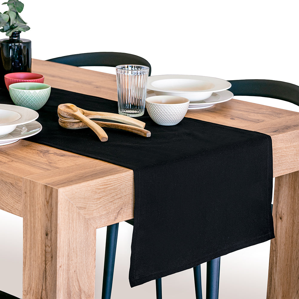 Chemin de table Gioele en coton 45x300, Noir
