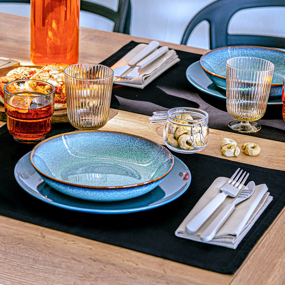 Set de table Gioele en coton 35x50, Lot de 2, Noir