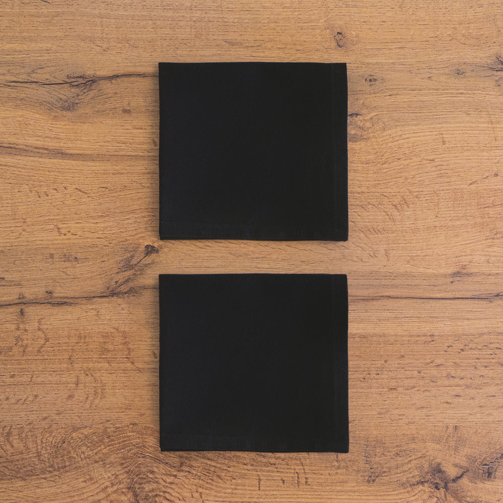Gioele Cotton napkins 35x35, Pack of 2, Black - Detail image 1