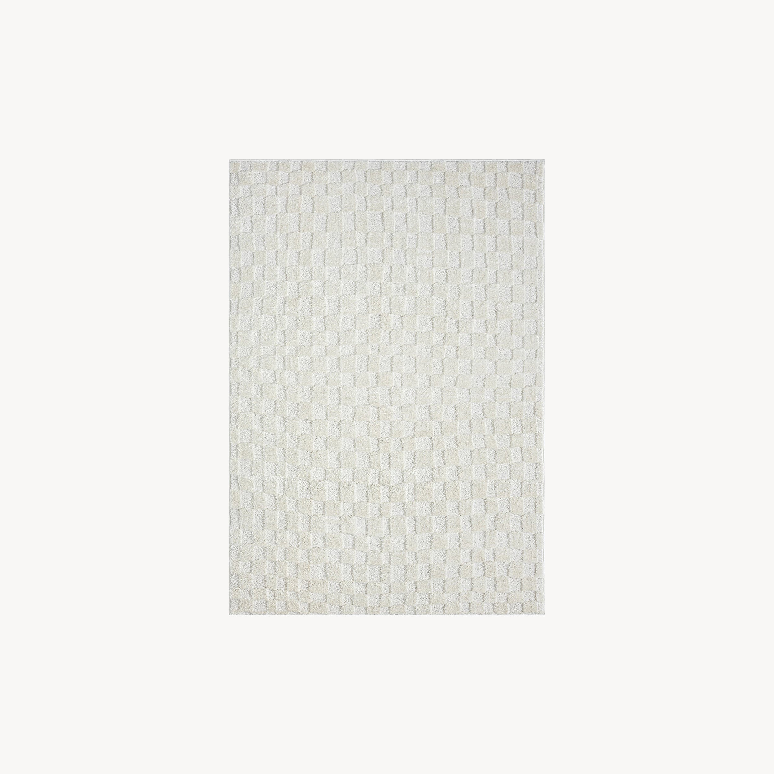 Rectangular Rug Arno 120x180 cm, Cream with Geometric Check Pattern