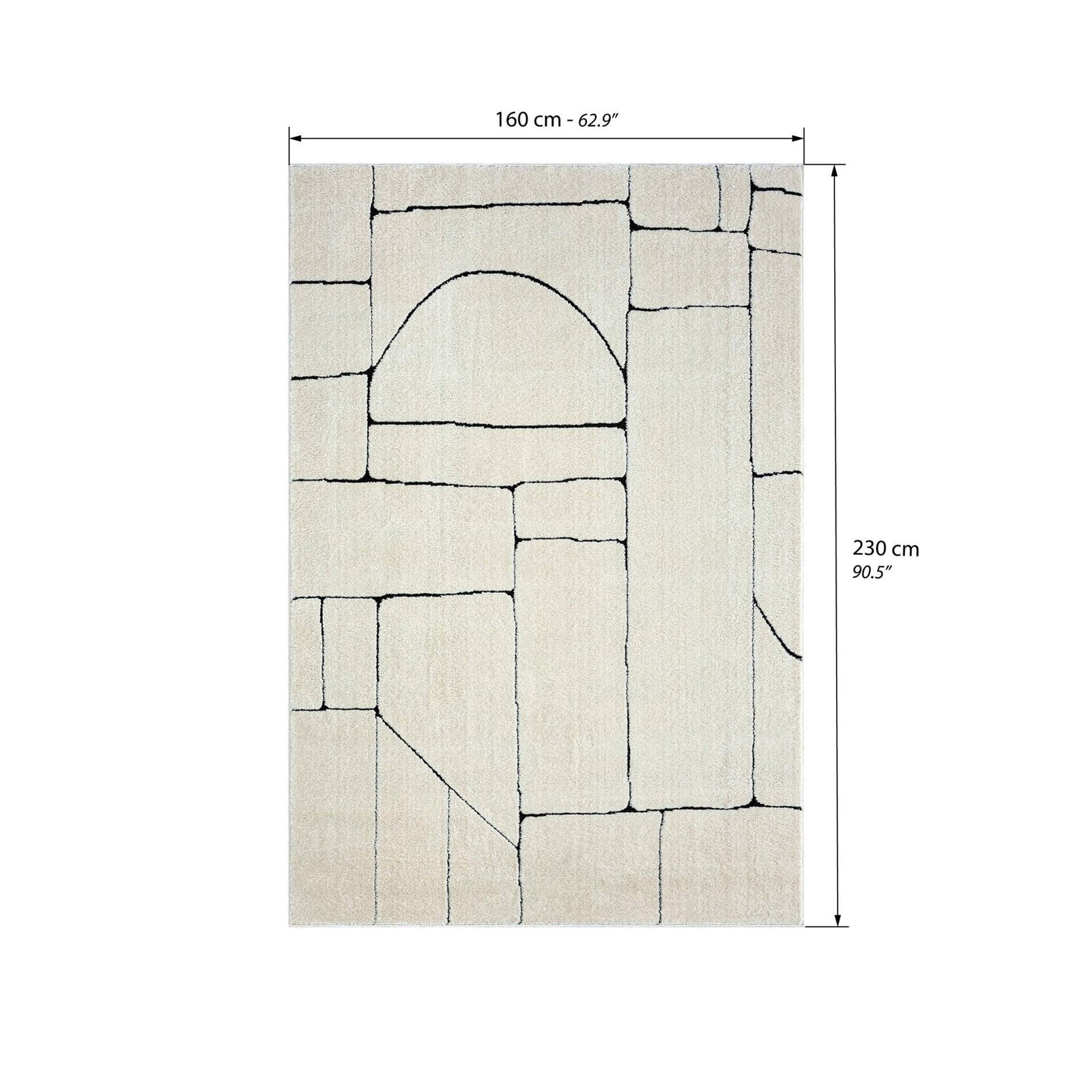Rectangular Rug Arno 63x91 in, Cream with Abstract Pattern - Immagine tecnica 1