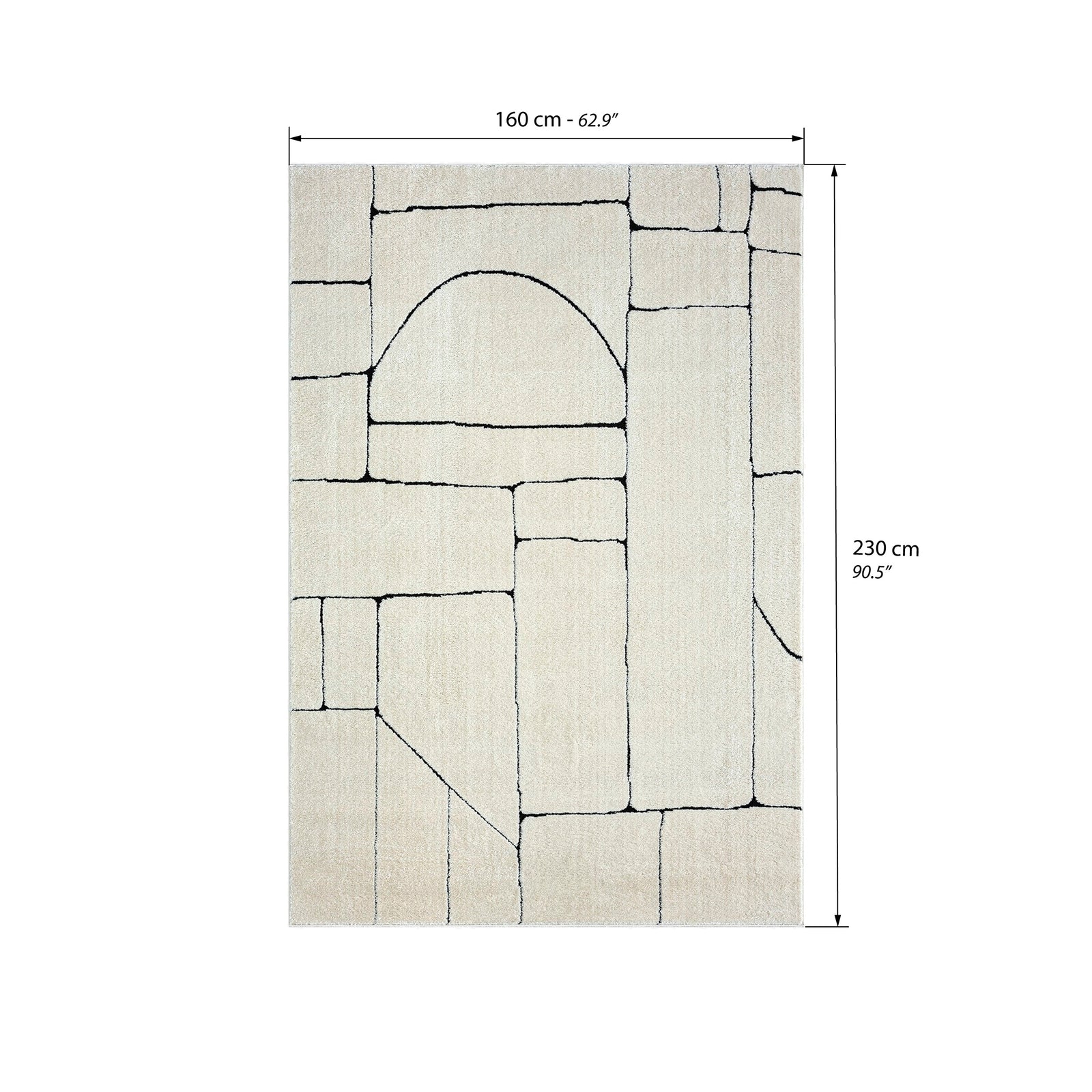 Rectangular Rug Arno 160x230 cm, Cream with Abstract Pattern - Immagine tecnica 1