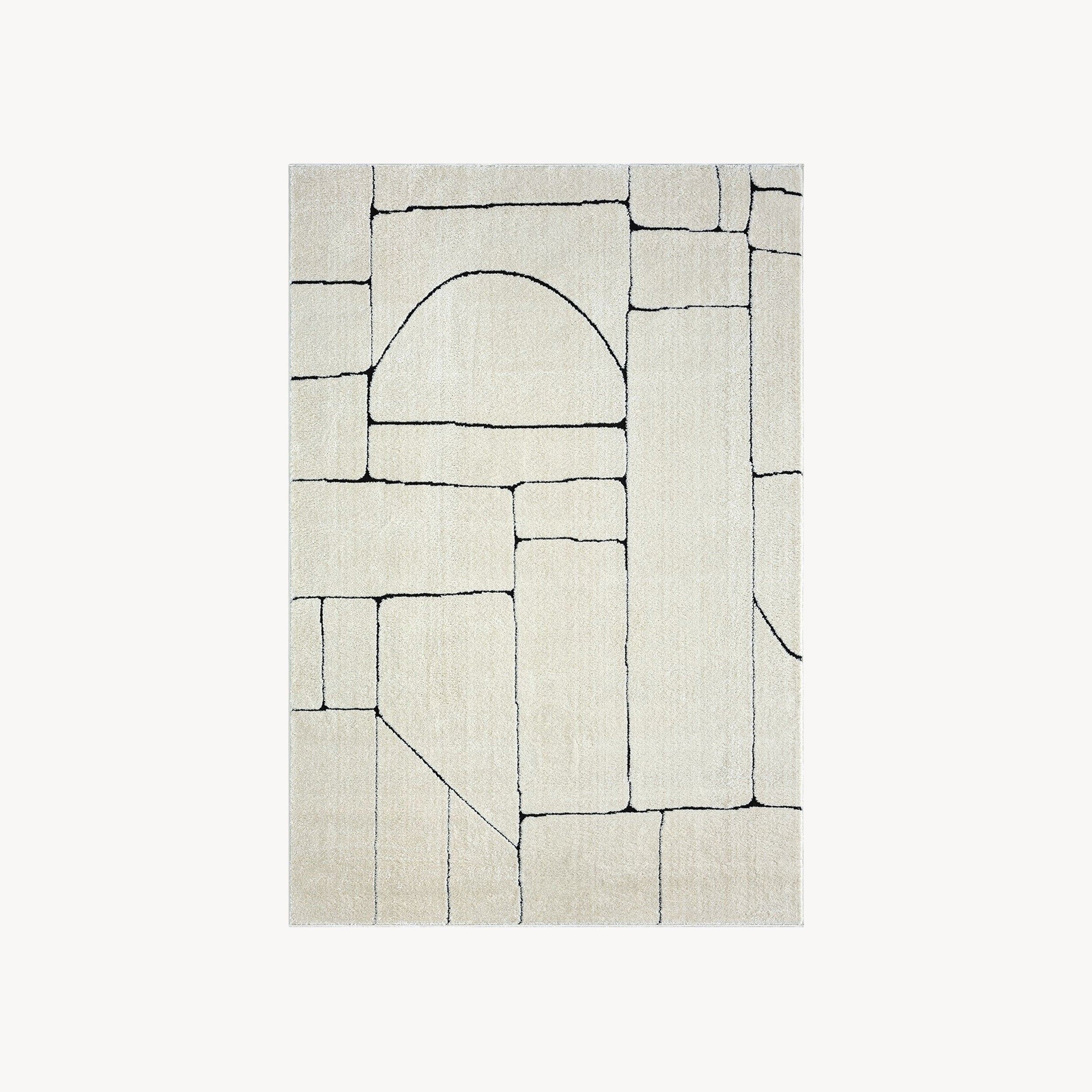Rechthoekig vloerkleed Arno 160x230 cm, Crème met abstract patroon