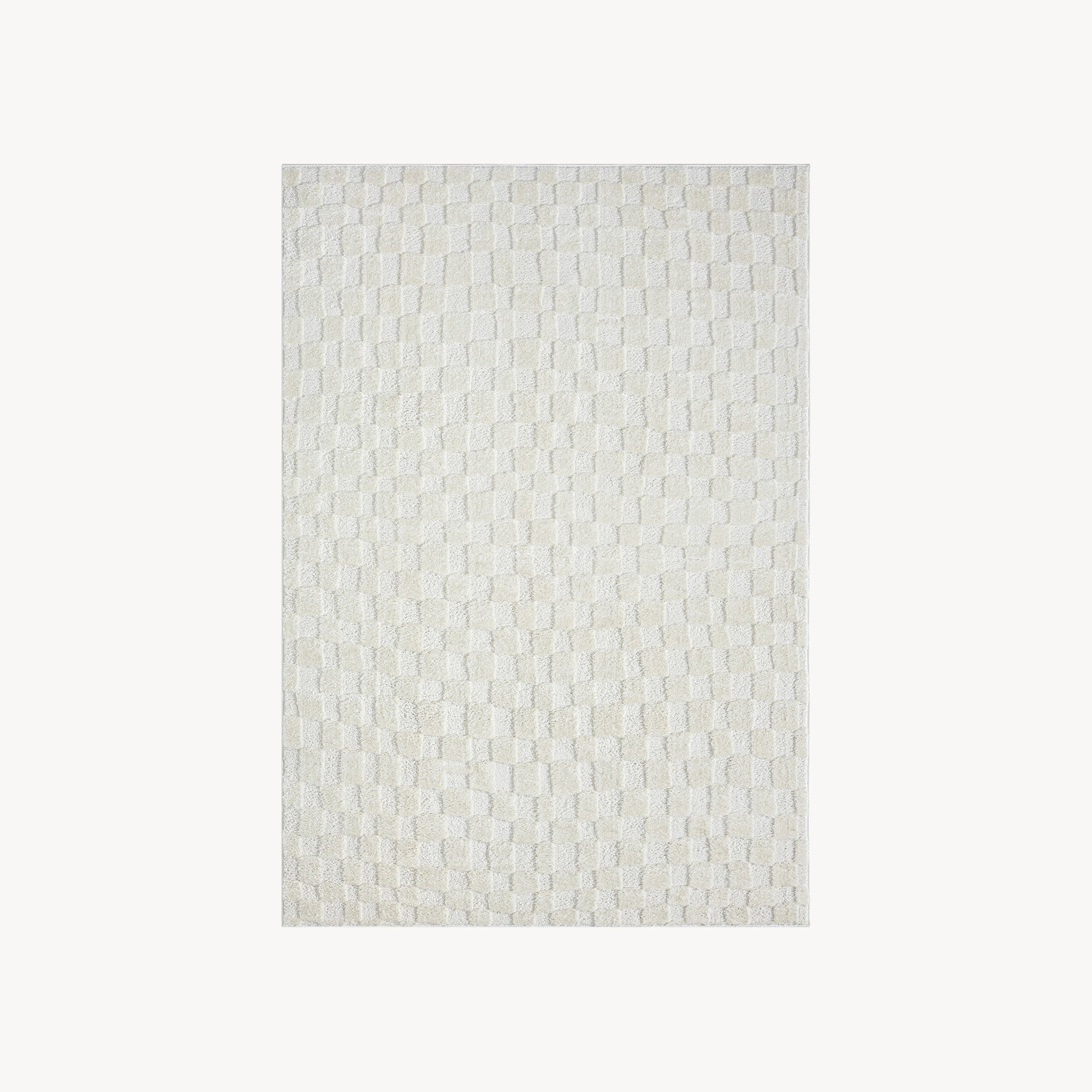 Tapis rectangulaire Arno 160x230 cm, Crème à motif géométrique à carreaux